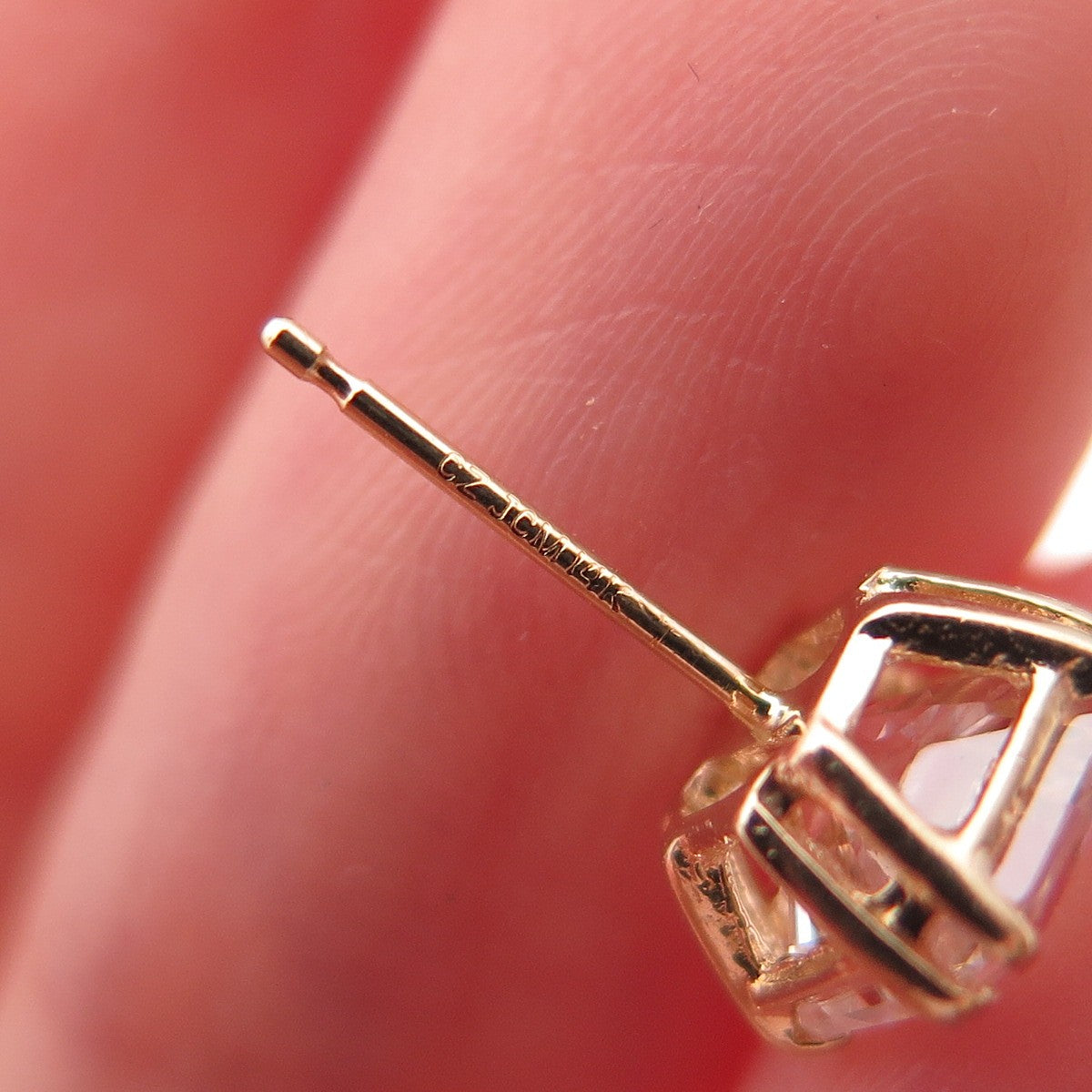 Jacmel Mauritius 14K Gold Asscher-Cut C Z Stud Earrings