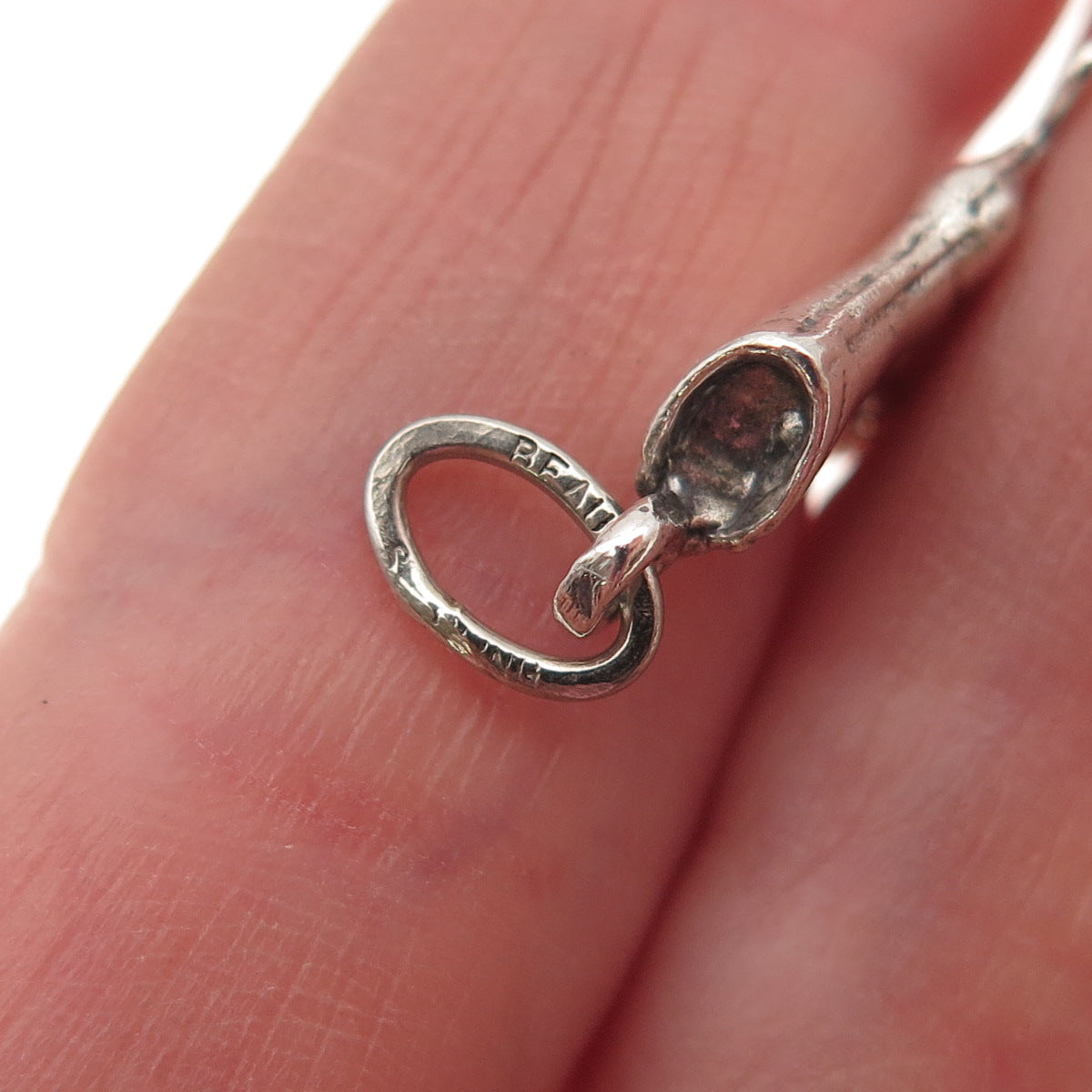 Beau 925 Sterling Silver Vintage Ice Skating Shoe Oxidized Charm Pendant