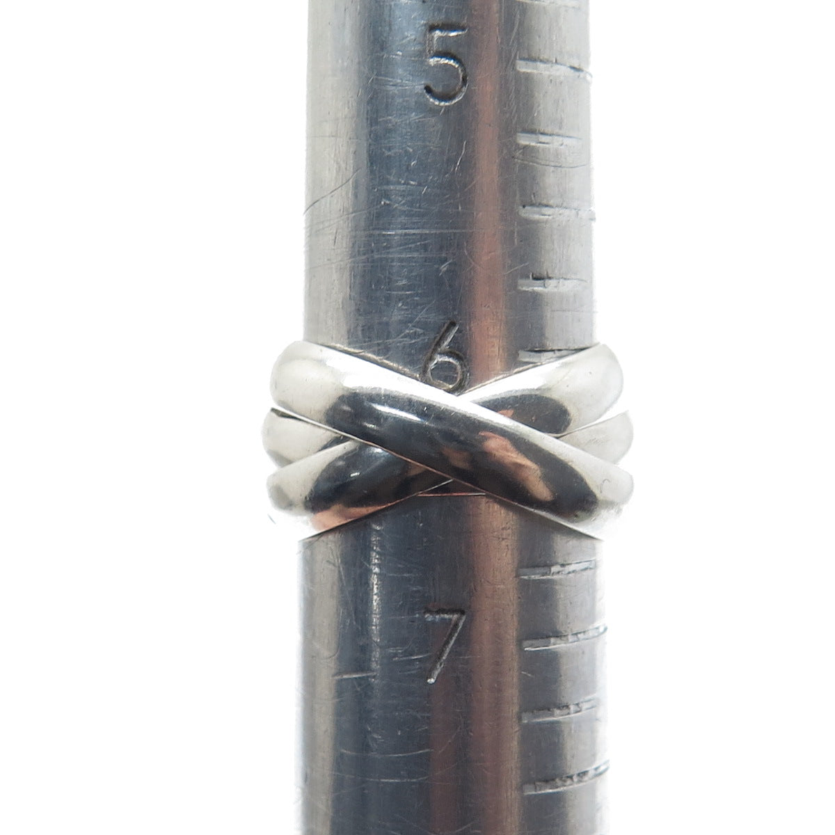 GOLDMAN KOLBER Sterling Silver Vintage Italy Interlocked Trinity Ring Size 6.5
