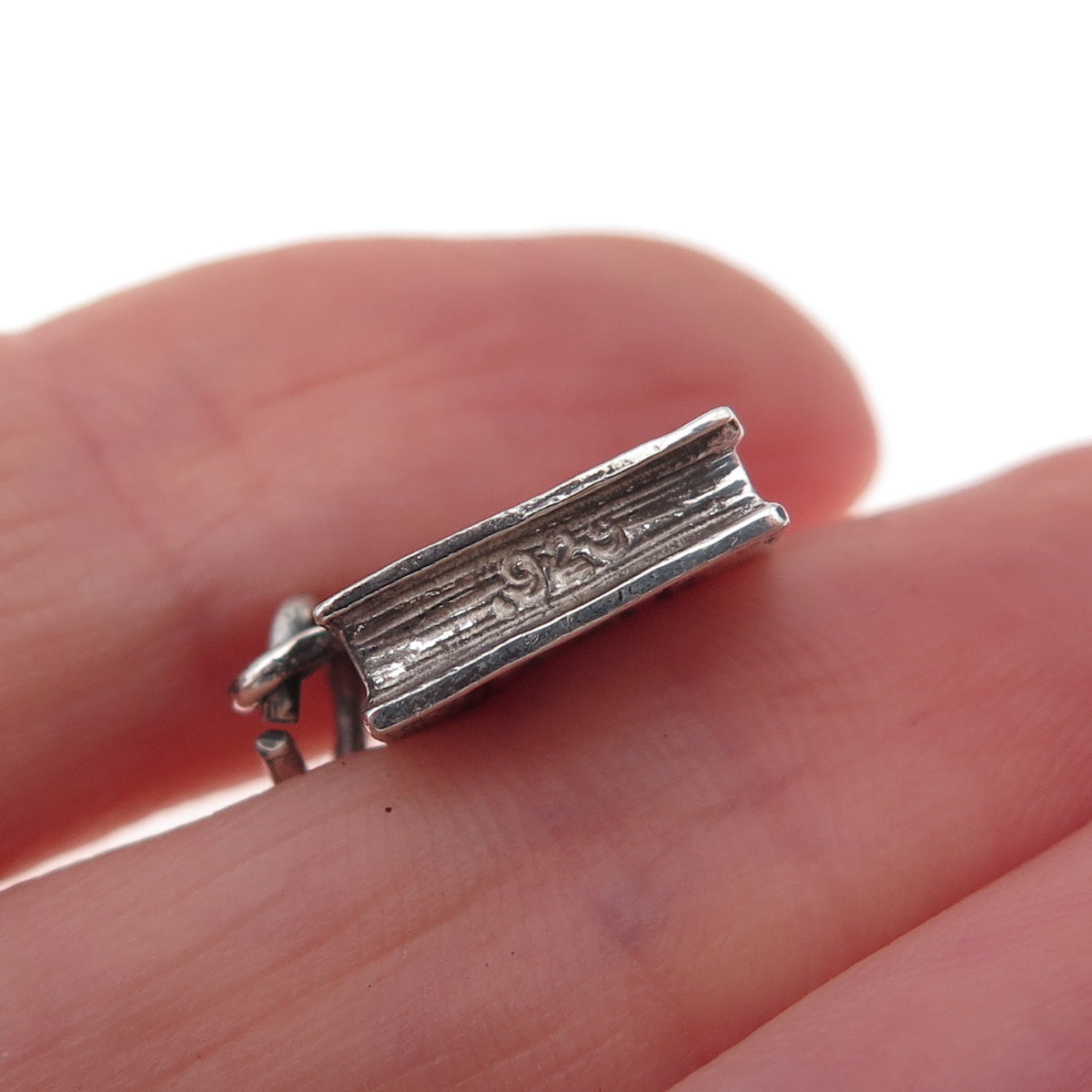 925 Sterling Silver Vintage Holy Bible Religious Oxidized Charm Pendant
