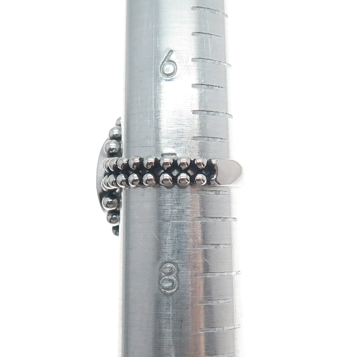 DSMK 925 Sterling Silver Round-Cut C Z Marquise Beaded Ring Size 7.25