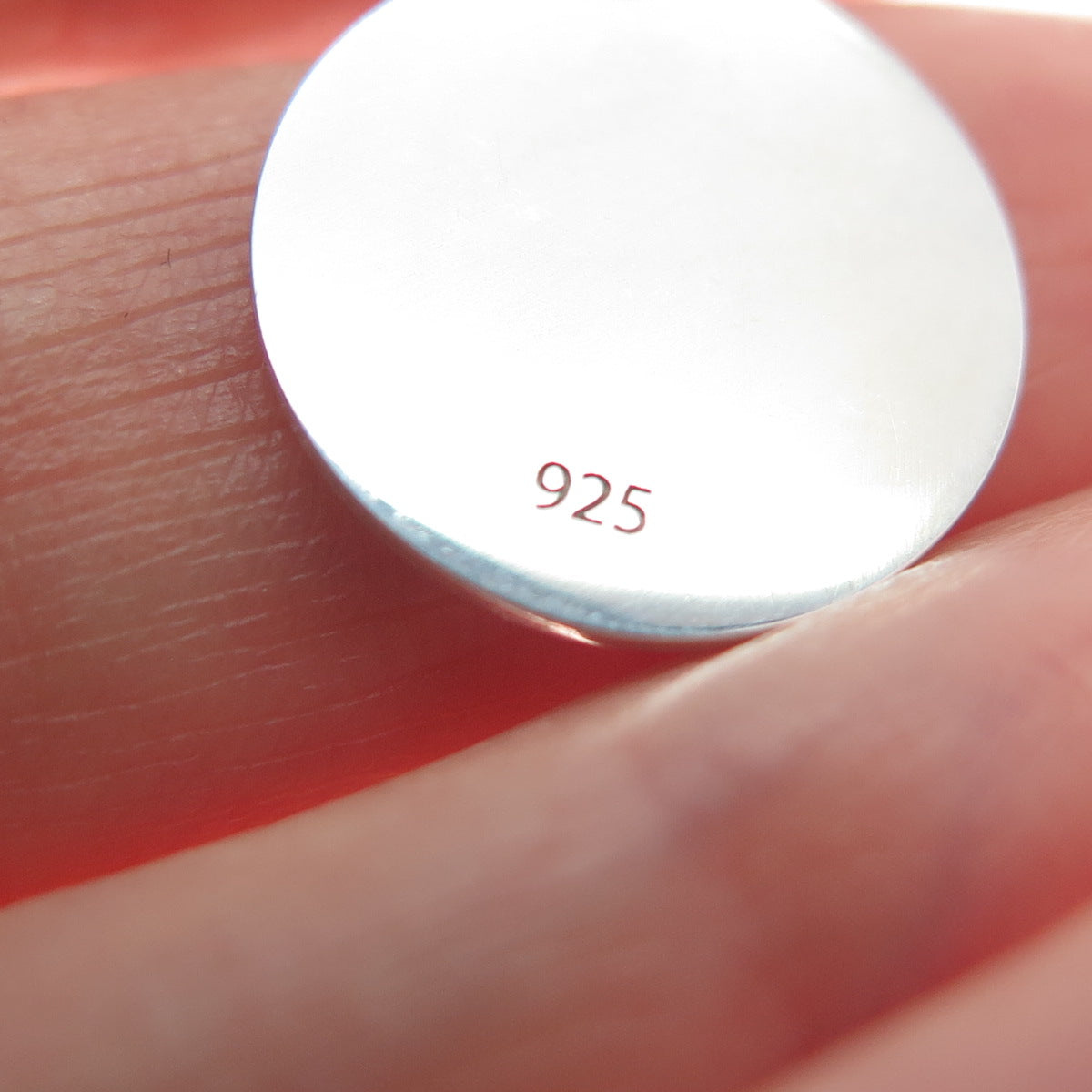 925 Sterling Silver Red Enamel Heart Round Tag Minimalist Charm Pendant