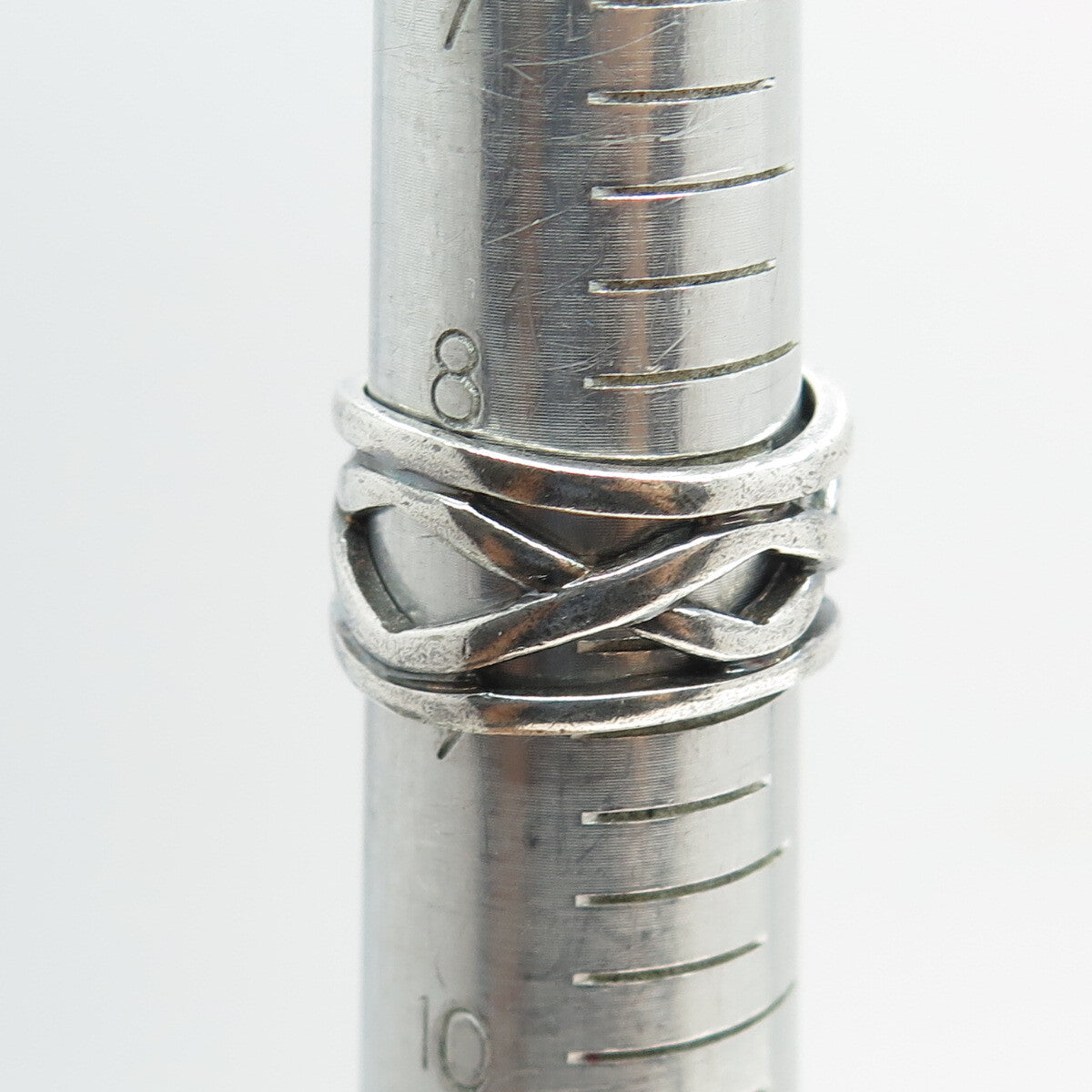925 Sterling Silver Vintage Crisscross Oxidized Ring Size 9