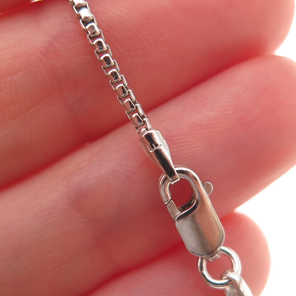 925 Sterling Silver Italy Round Box Chain Necklace 18"