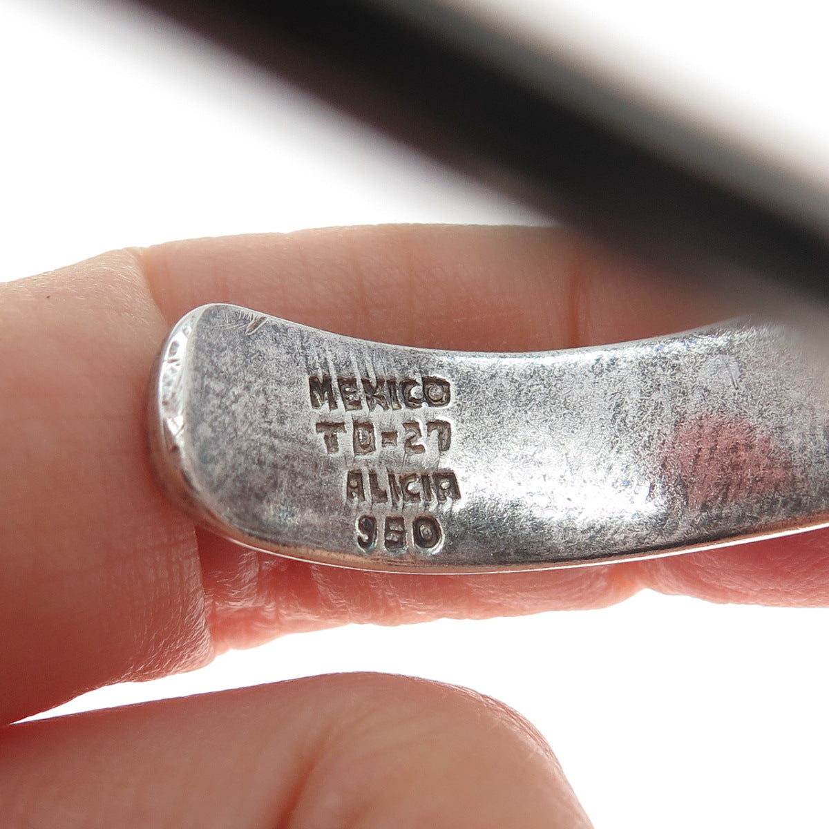 ALICIA DE LA PAZ 950 Silver Vintage Mexico Modernist Adjustable Cuff Bracelet 6"