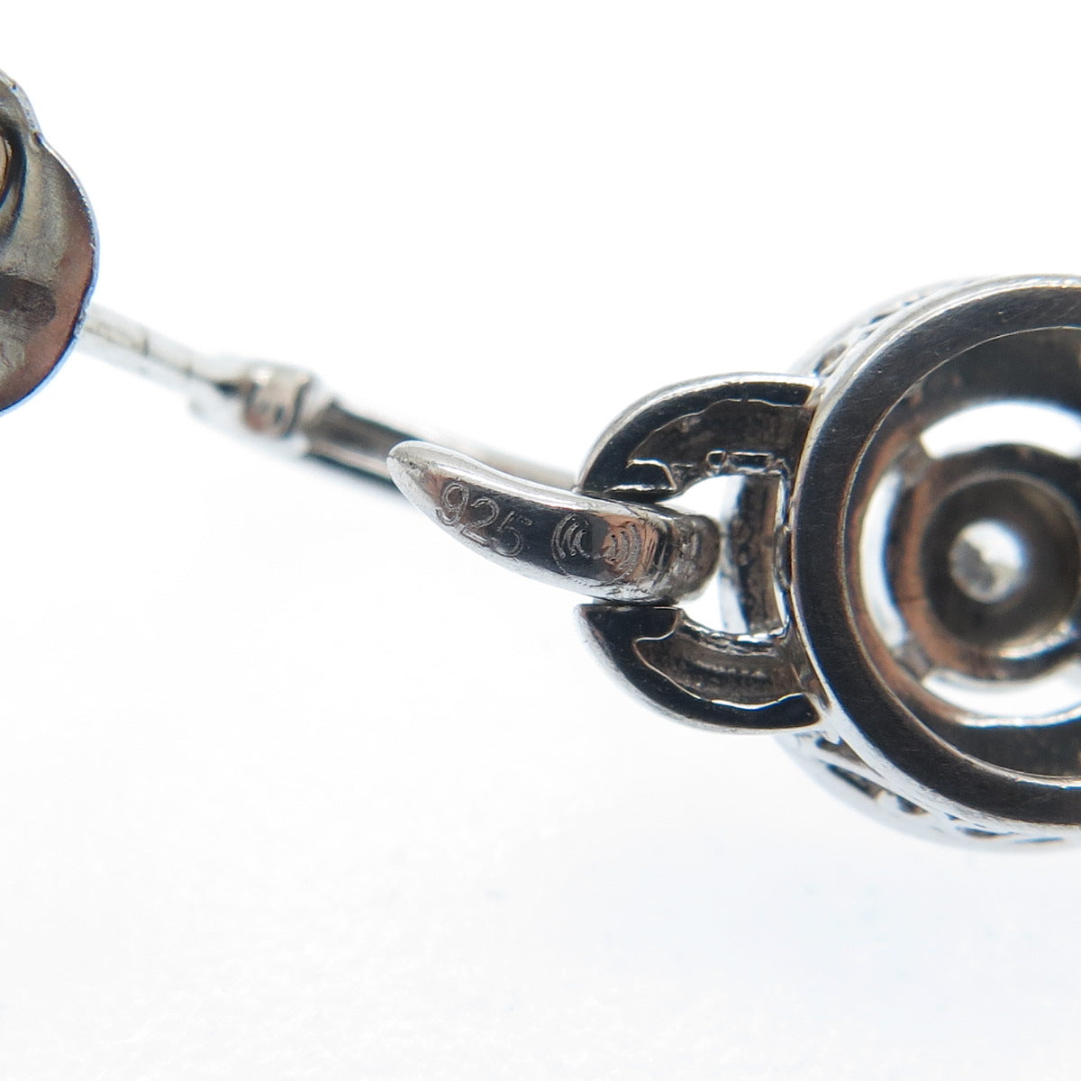 925 Sterling Silver Round-Cut C Z Dangle Charm Earrings