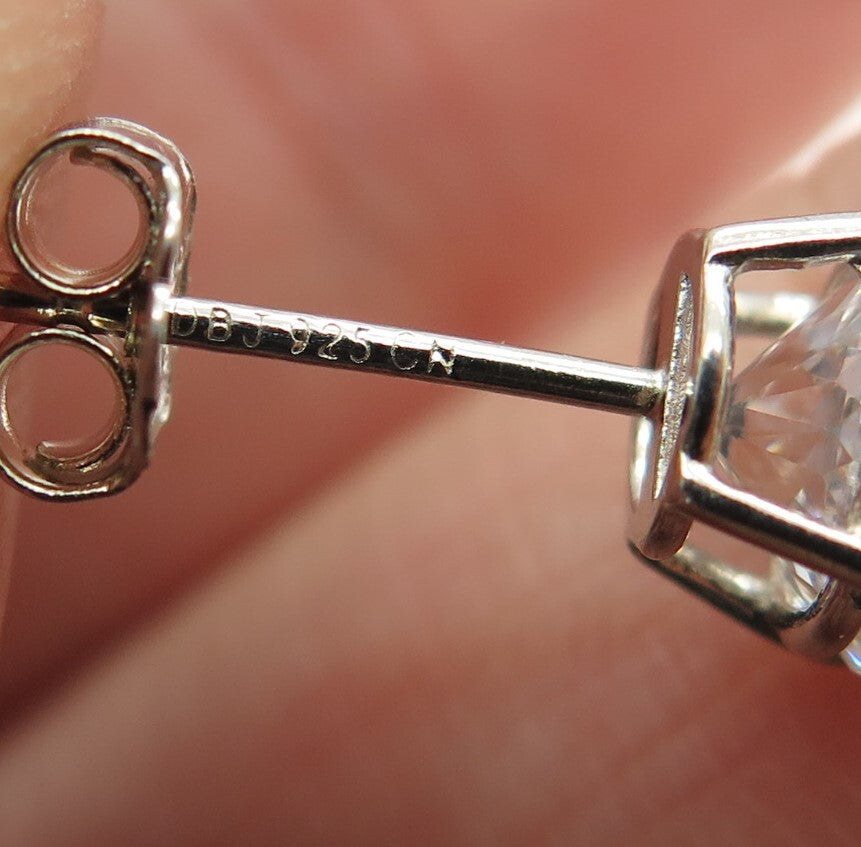 925 Sterling Silver Round-Cut C Z Stud Earrings