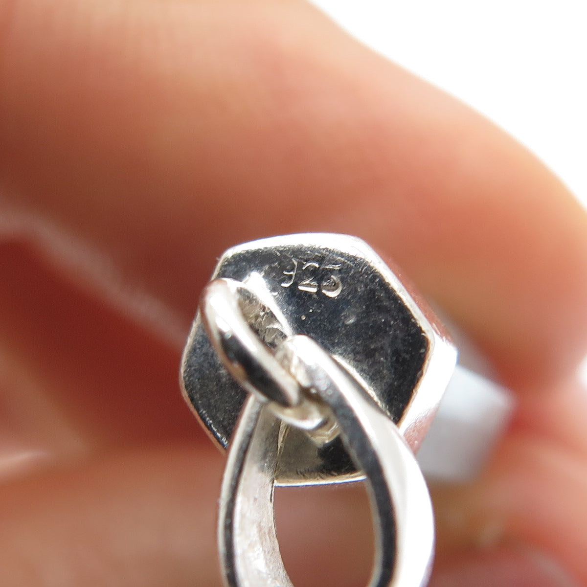 925 Sterling Silver Vintage Real Milky Aquamarine Amulet Charm Pendant