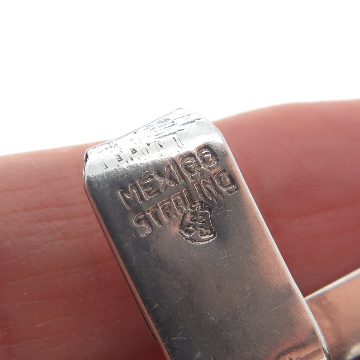 925 Sterling Vintage Mexico Royston Turquoise Snake Eye Heavy Bracelet 7.5"