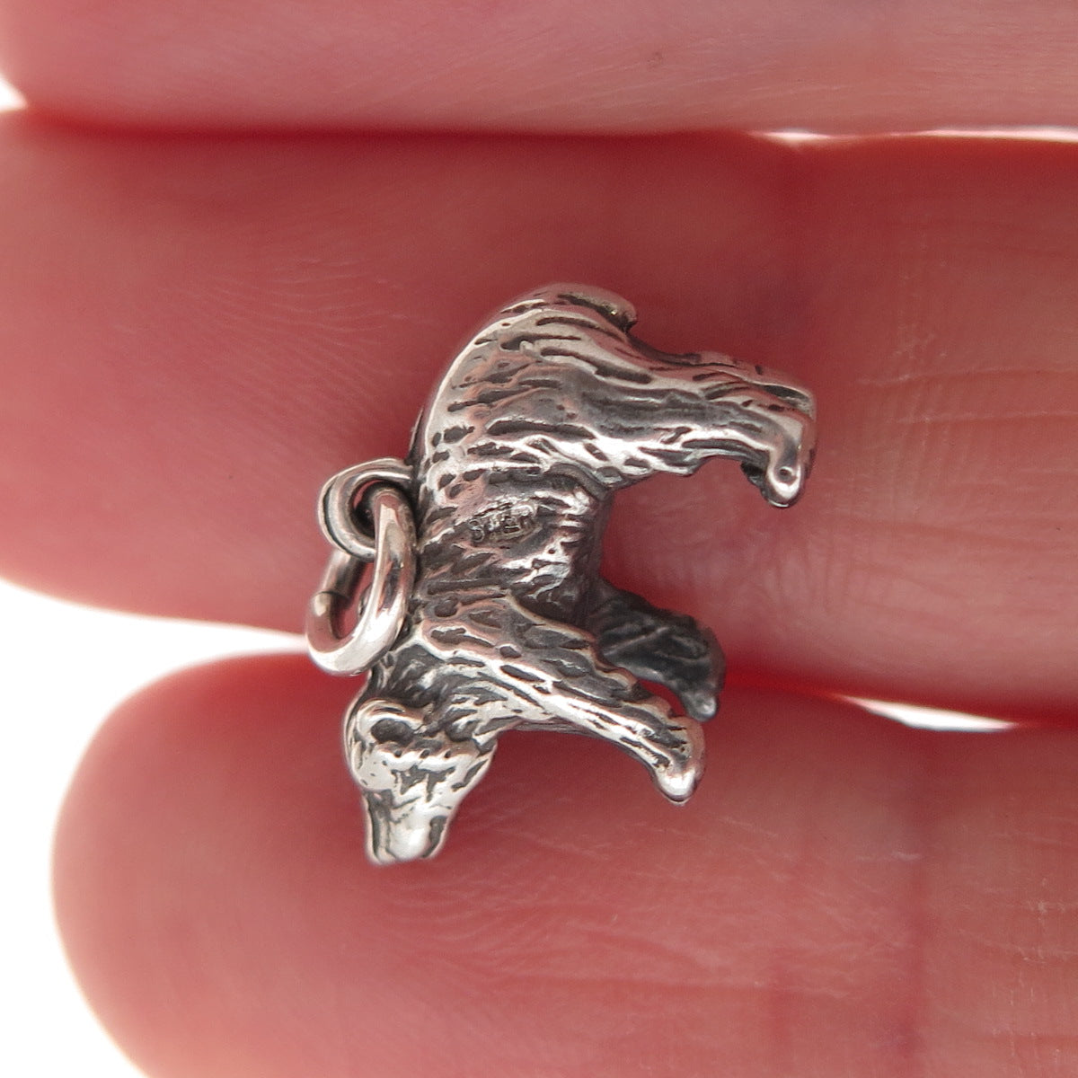 925 Sterling Silver Vintage Bear Oxidized 3D Mini Charm Pendant