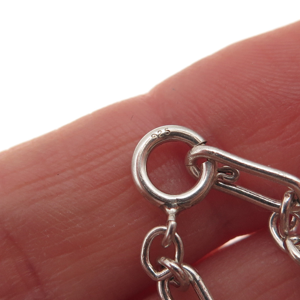 925 Sterling Silver Vintage Paperclip Figaro Chain Necklace 22"
