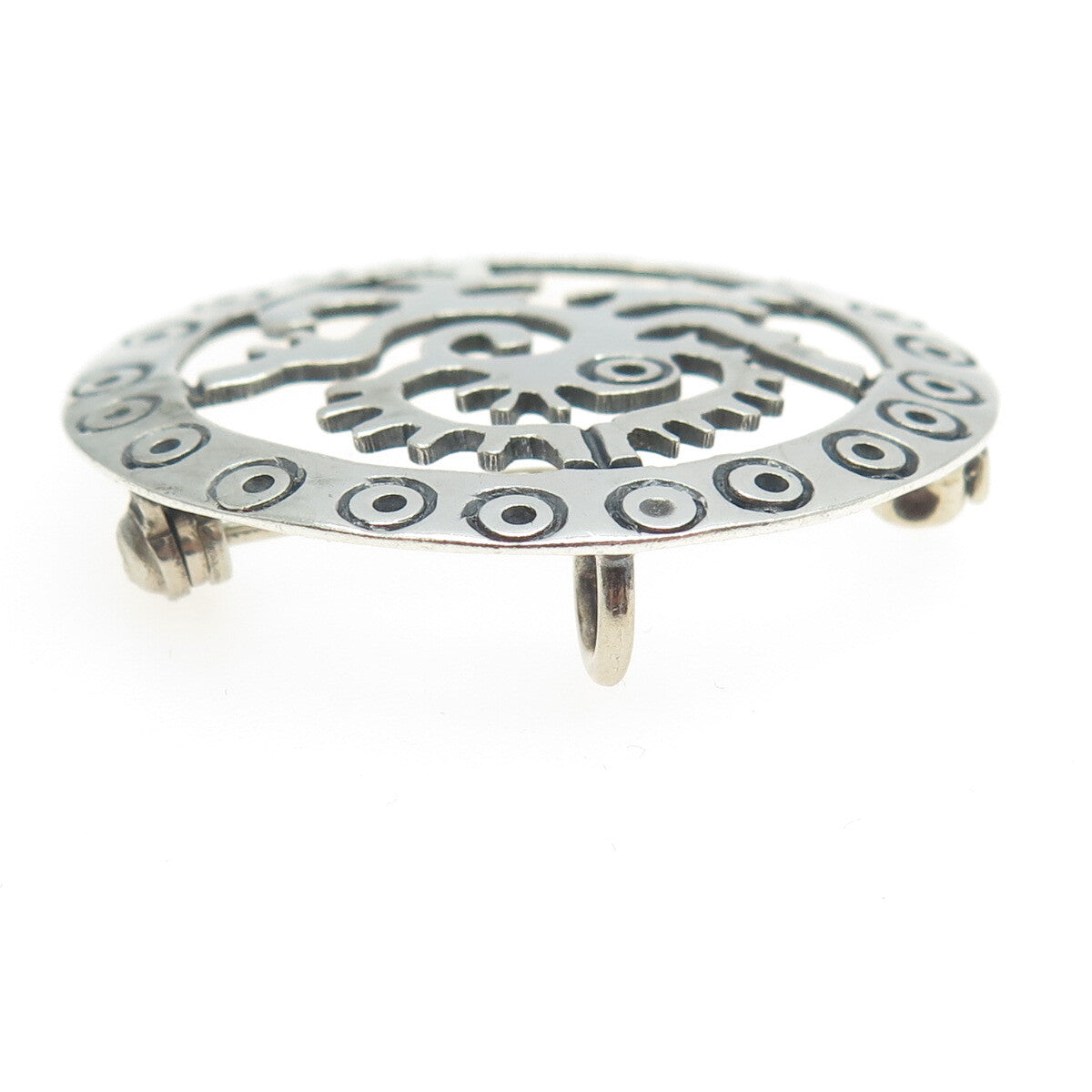 925 Sterling Silver Vintage Mexico Aztec Ozomatli Monkey Pin Brooch / Pendant