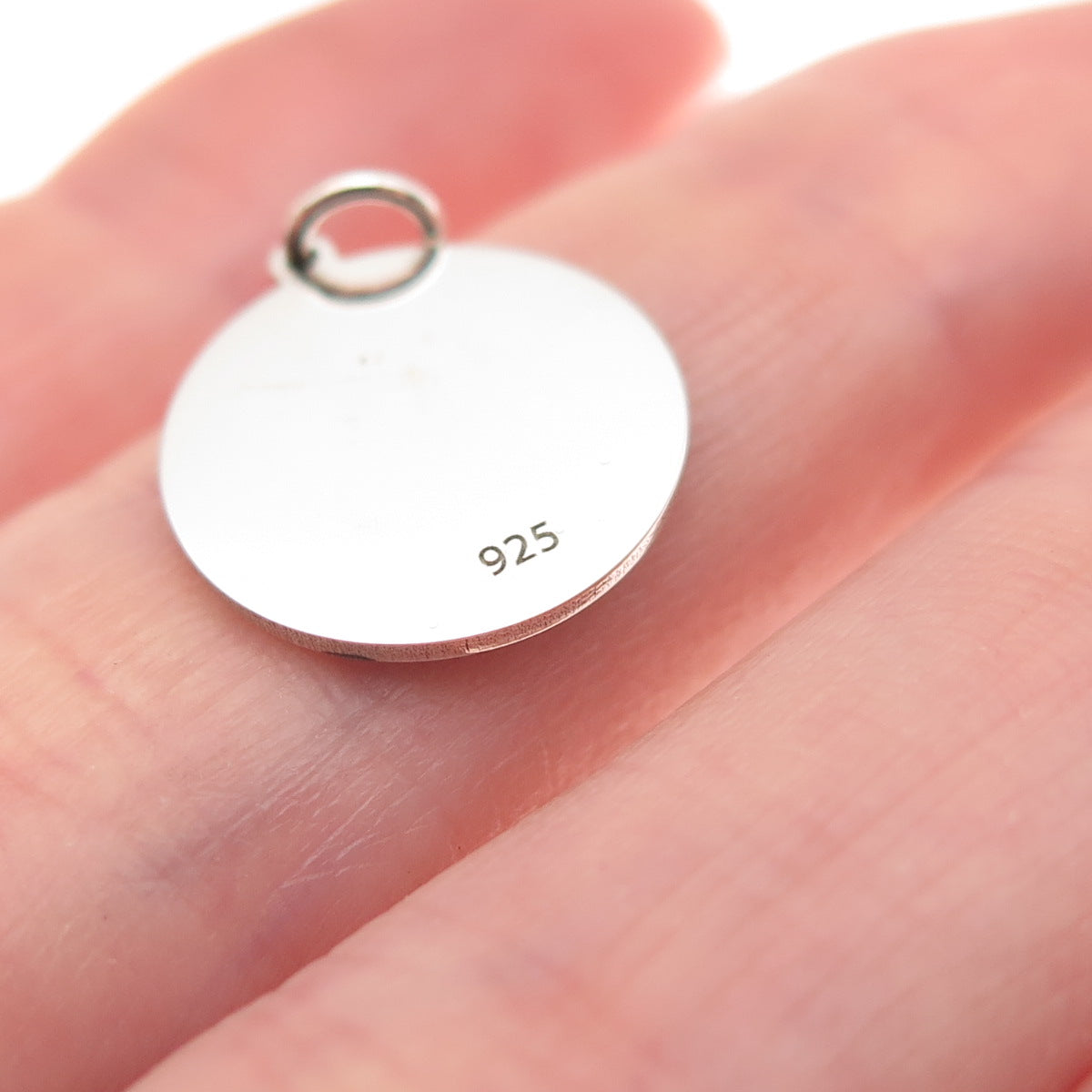 925 Sterling Silver Blue Enamel Male Symbol Round Tag Mini Charm Pendant