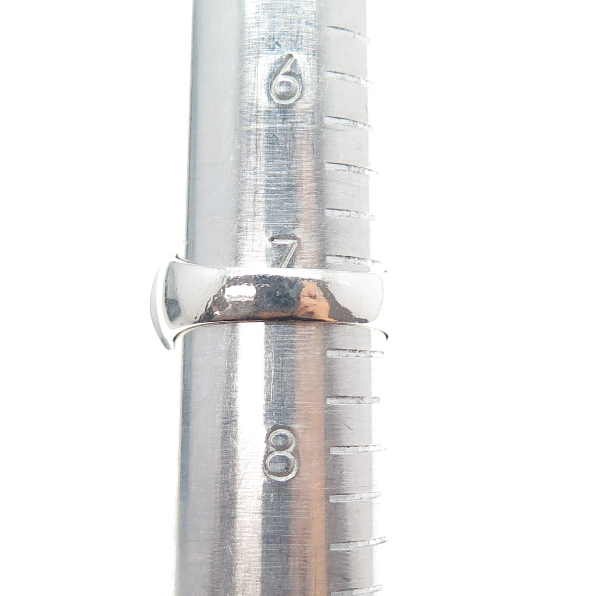 925 Sterling Silver Vintage Modernist Ribbed Dome Ring Size 7.25