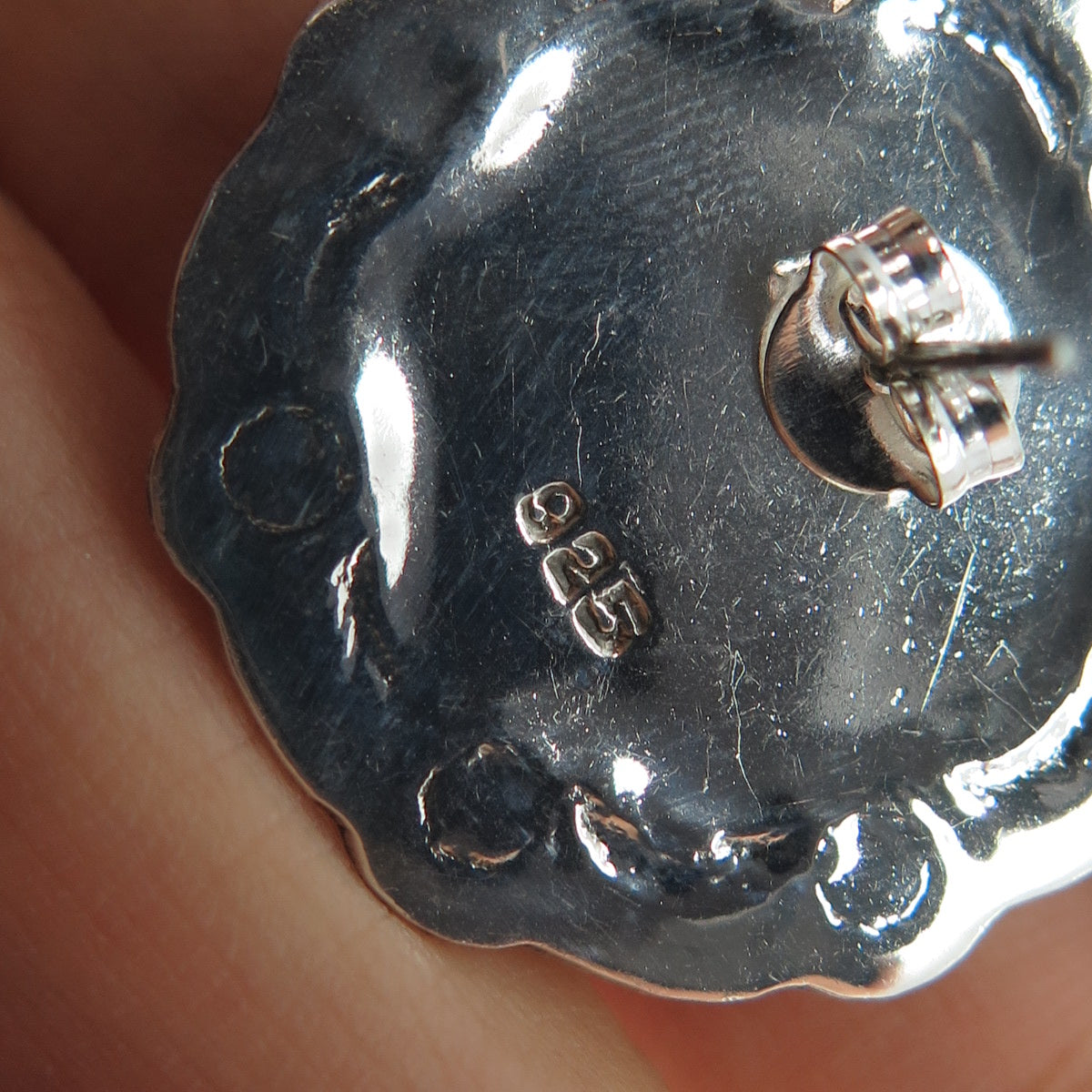 925 Sterling Silver 2-Tone Vintage Modernist Dome Disc Oxidized Earrings