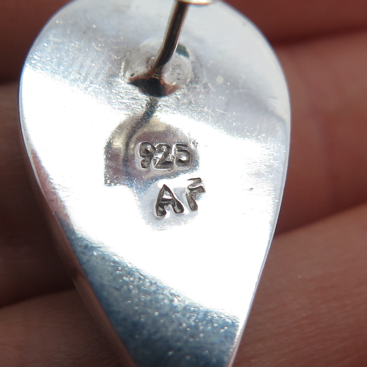 AF DESIGN 925 Sterling Silver Vintage Real Abalone Shell Teardrop Earrings