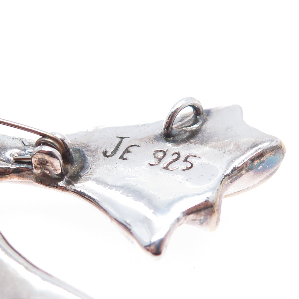 925 Sterling Silver 2-Tone Vintage JE Artisan Ribbon Bow Brooch / Slide Pendant