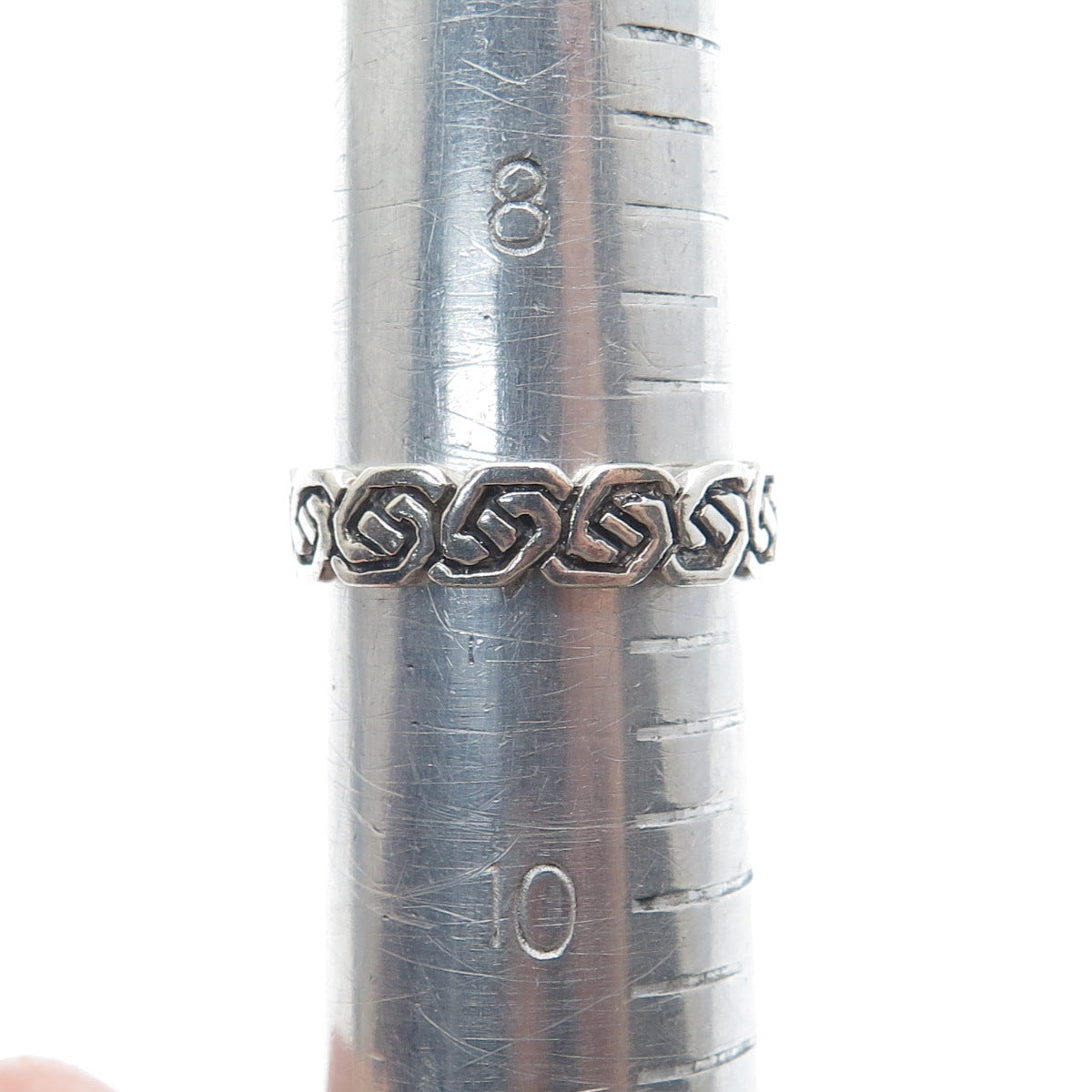 925 Sterling Silver Vintage Celtic Knot Oxidized Band Ring Size 9