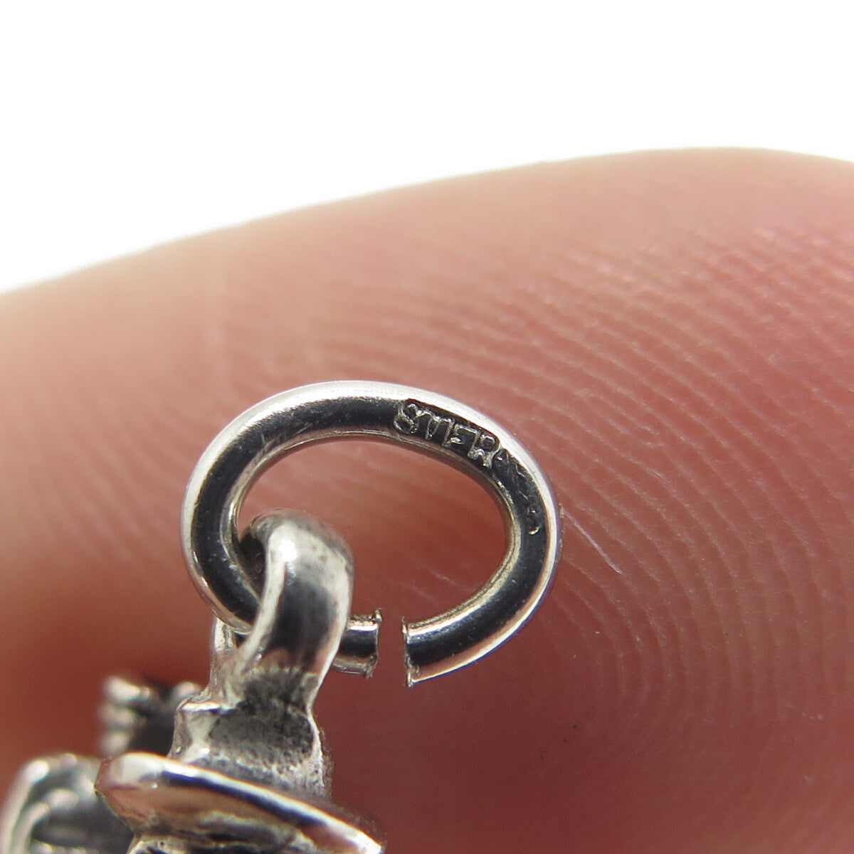 925 Sterling Silver Antique Art Deco Fisherman Minimalist 3D Charm Pendant