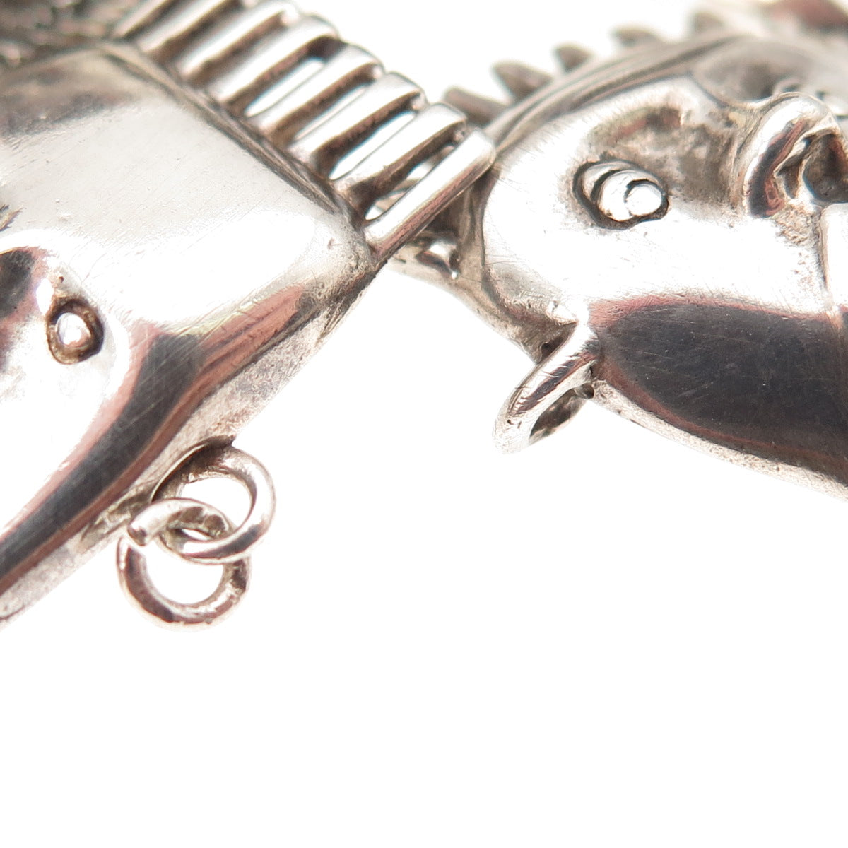 Nancy Hoyt Sterling Silver Vintage Abstract Masks Bracelet 6.75" (missing lock)