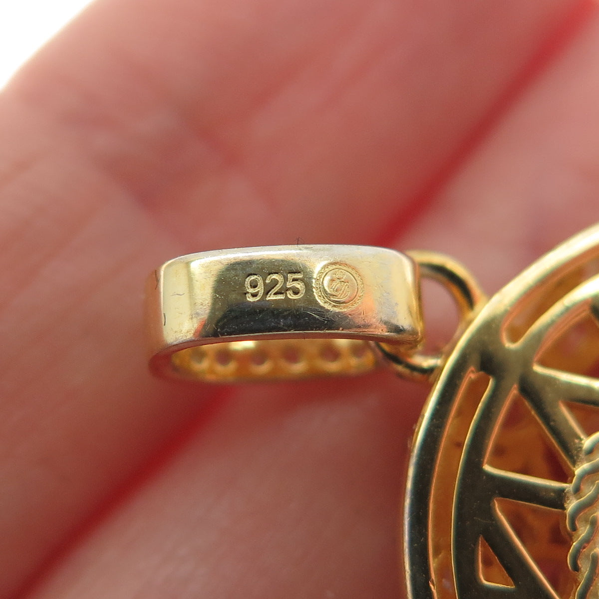 925 Sterling Silver Gold Plated Multi-C Z Sparkle Round Pendant