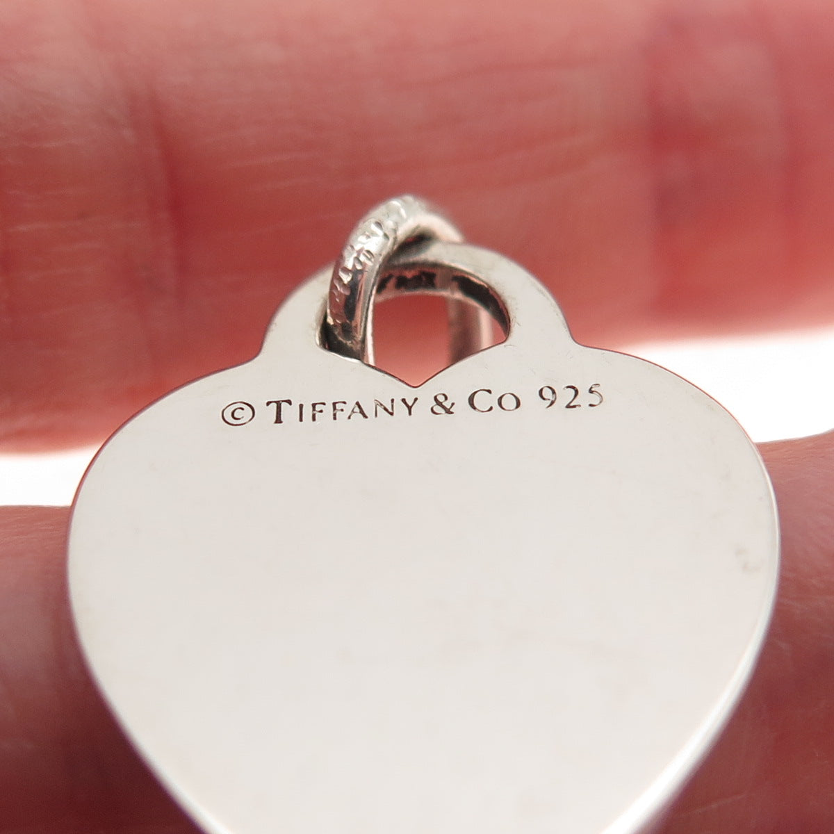 Tiffany & Co. 925 Sterling Silver Vintage Engraved SEH Heart Tag Charm Pendant