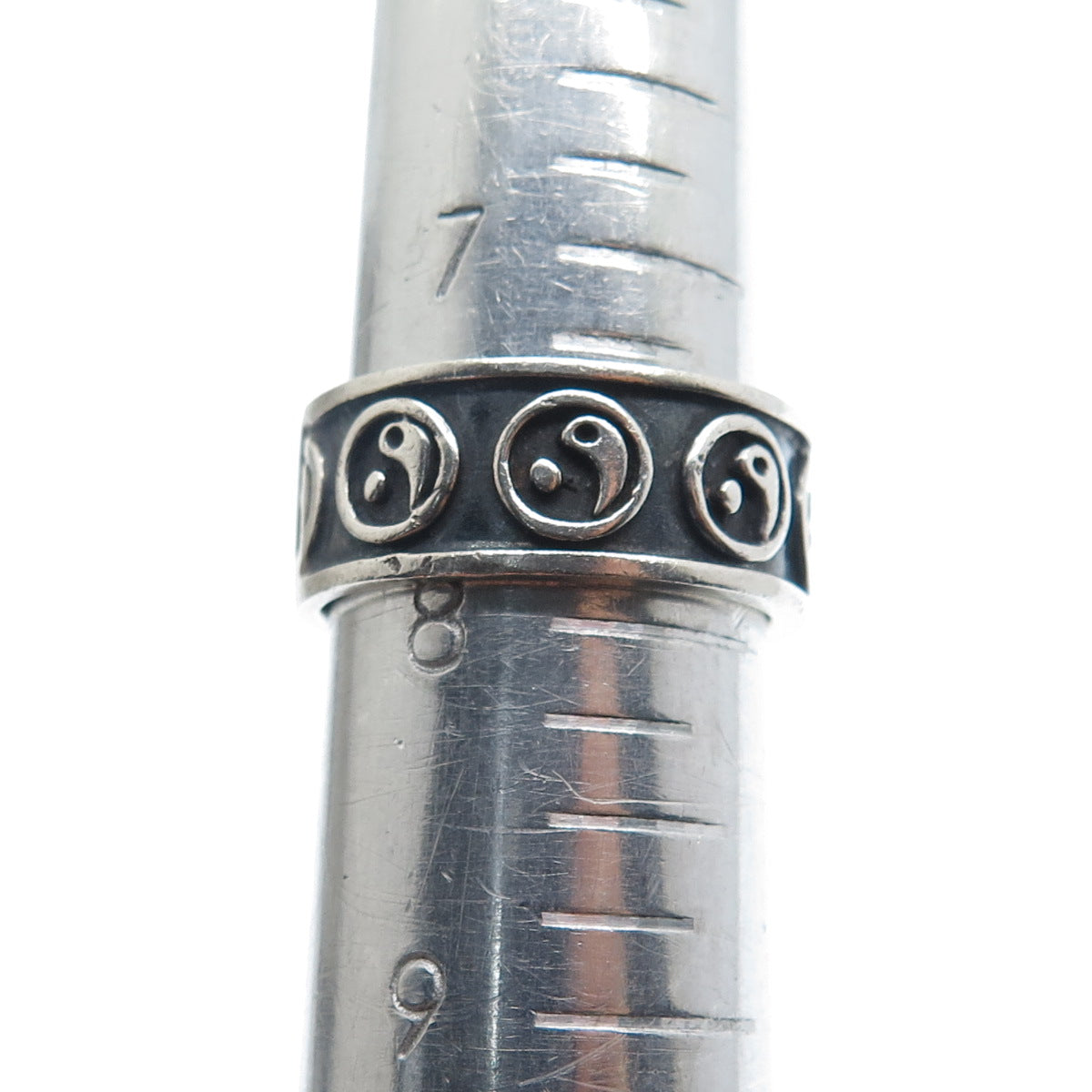 925 Sterling Silver Vintage Yin Yang Oxidized Band Ring Size 8