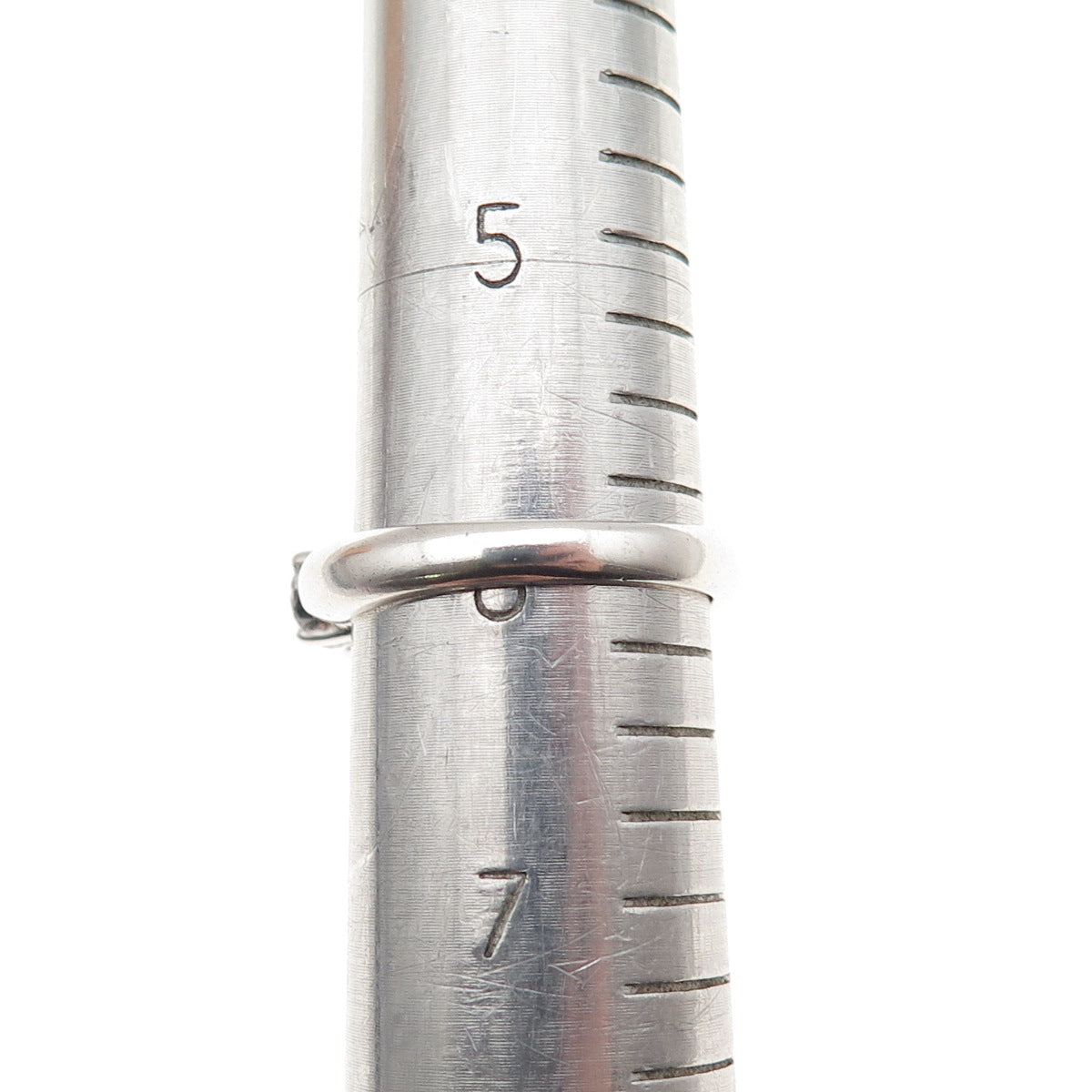 925 Sterling Silver Vintage Real Round-Cut Red Garnet & C Z Ring Size 6