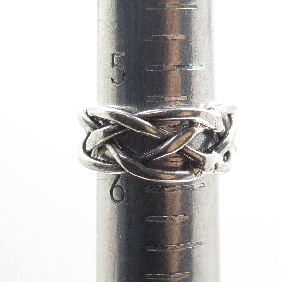 925 Sterling Silver Vintage Mexico Woven Band Ring Size 6