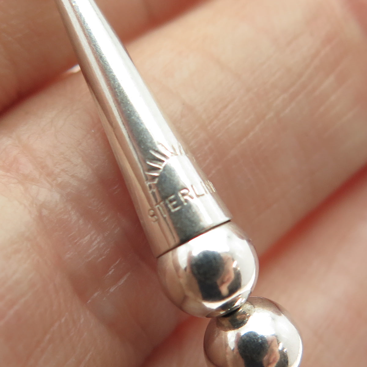 SUNRISE Old Pawn Sterling Silver Vintage Ball Beaded Tribal Chain Necklace 24"