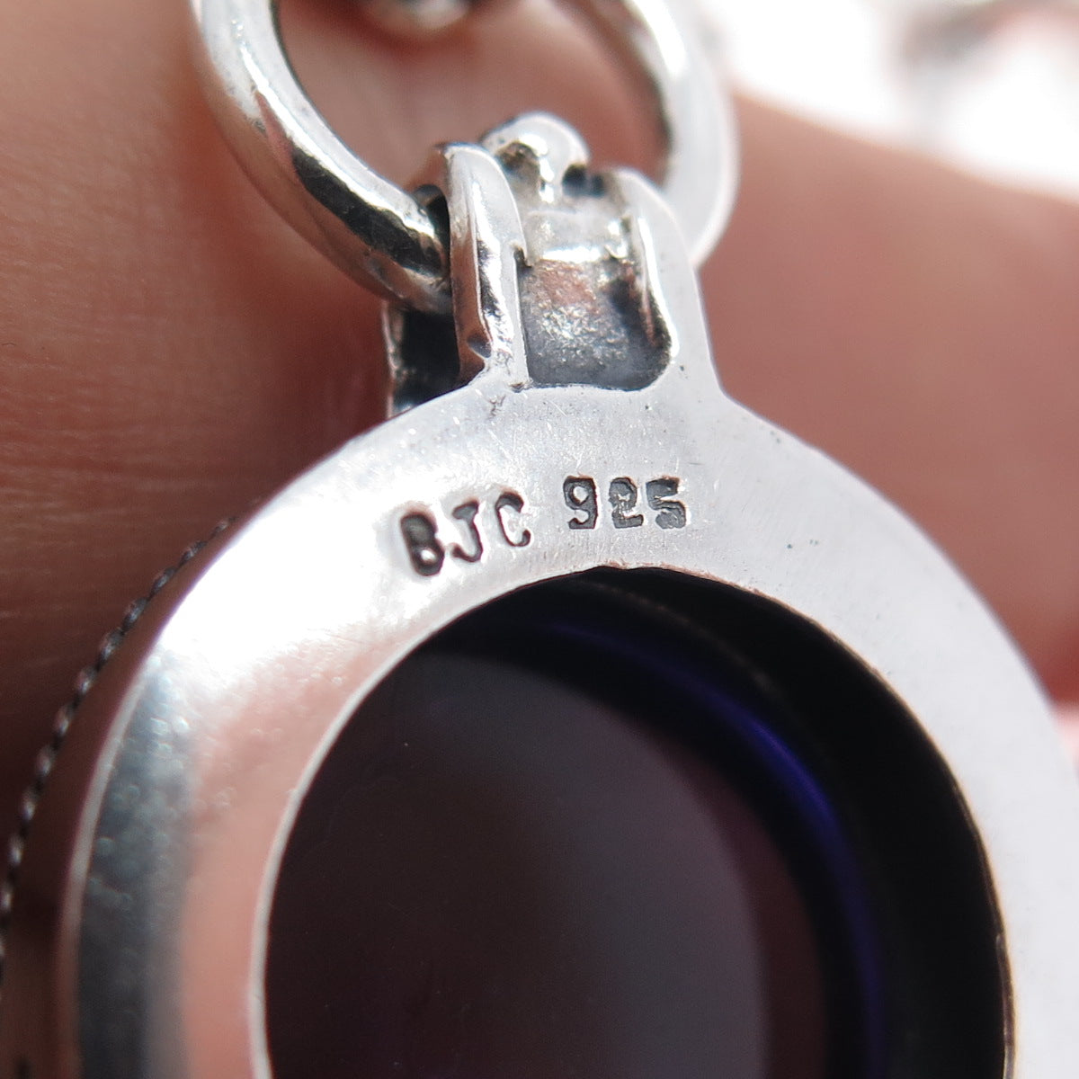 SAMUEL BENHAM Sterling Silver Vintage Real Amethyst & Blue Topaz Bracelet 7.25"