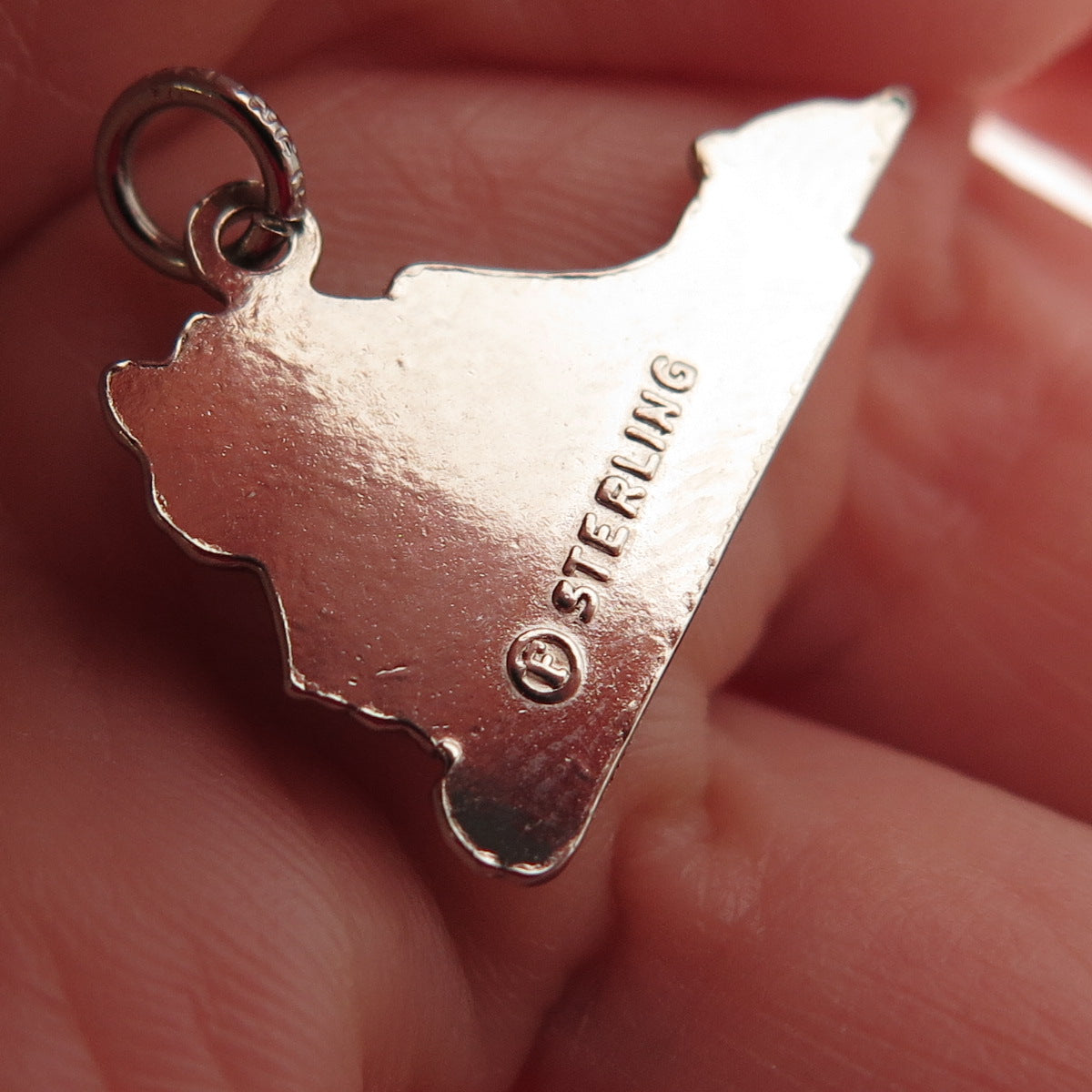 FRENCH & FRANKLIN 925 Sterling Silver Vintage Enamel Virginia Mini Charm Pendant