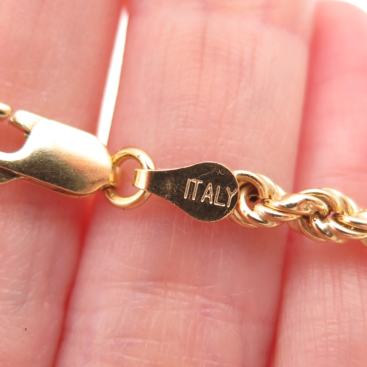 925 Sterling Silver Gold Plated Italy Twisted Rope Chain Necklace 24"