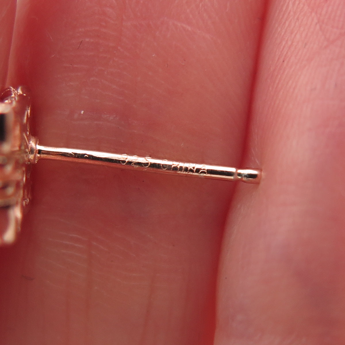 925 Sterling Silver Rose Gold Plated Round-Cut C Z Jesus Stud Earrings