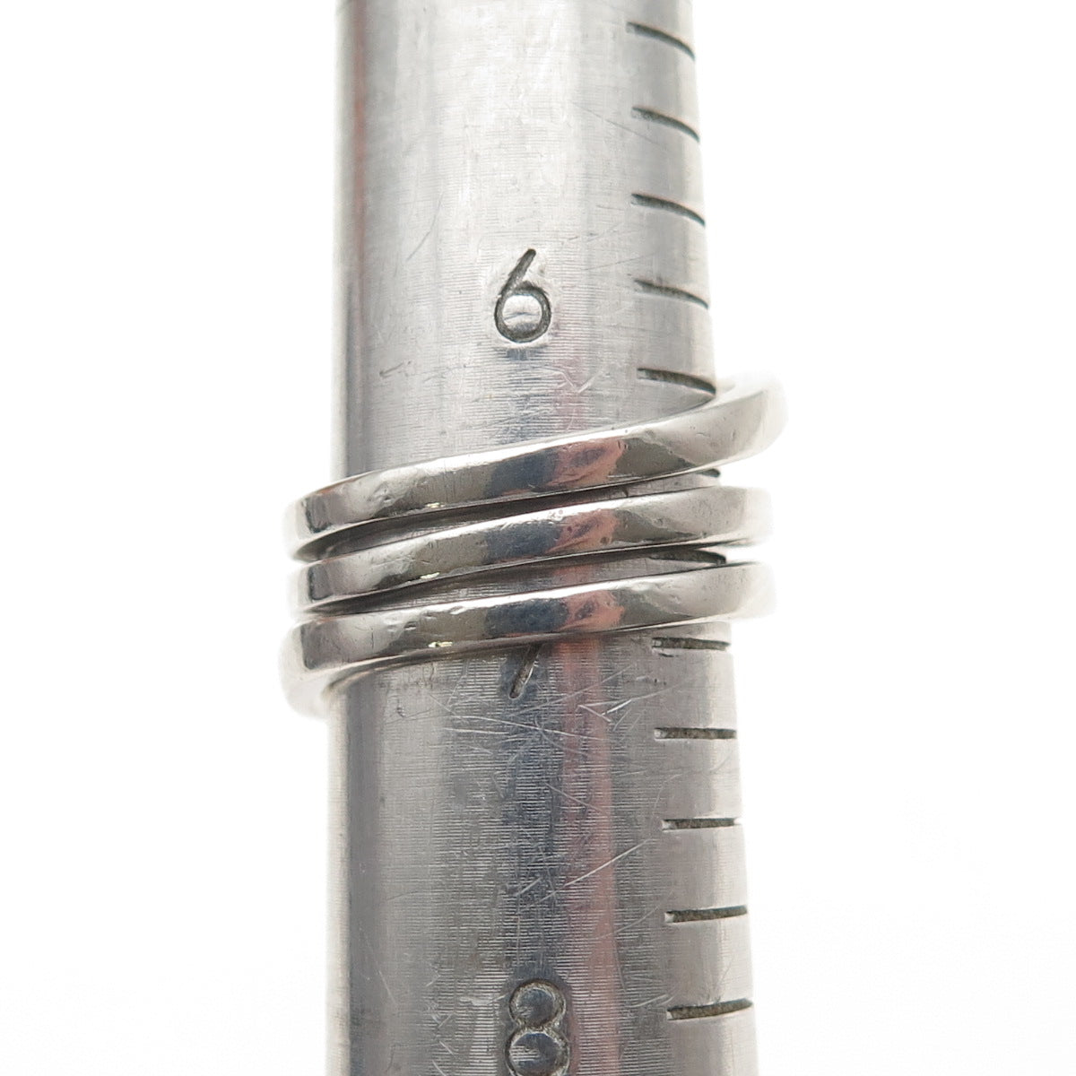 925 Sterling Silver Vintage Modernist Crisscross Spiral Ring Size 7