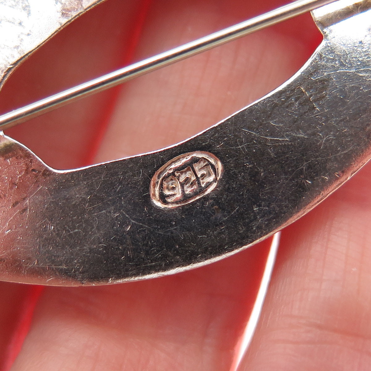 925 Sterling Silver Vintage Modernist Puffy Pin Brooch