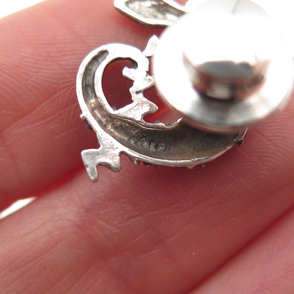 925 Sterling Silver Vintage Lizard Oxidized Tie Tack / Lapel Pin