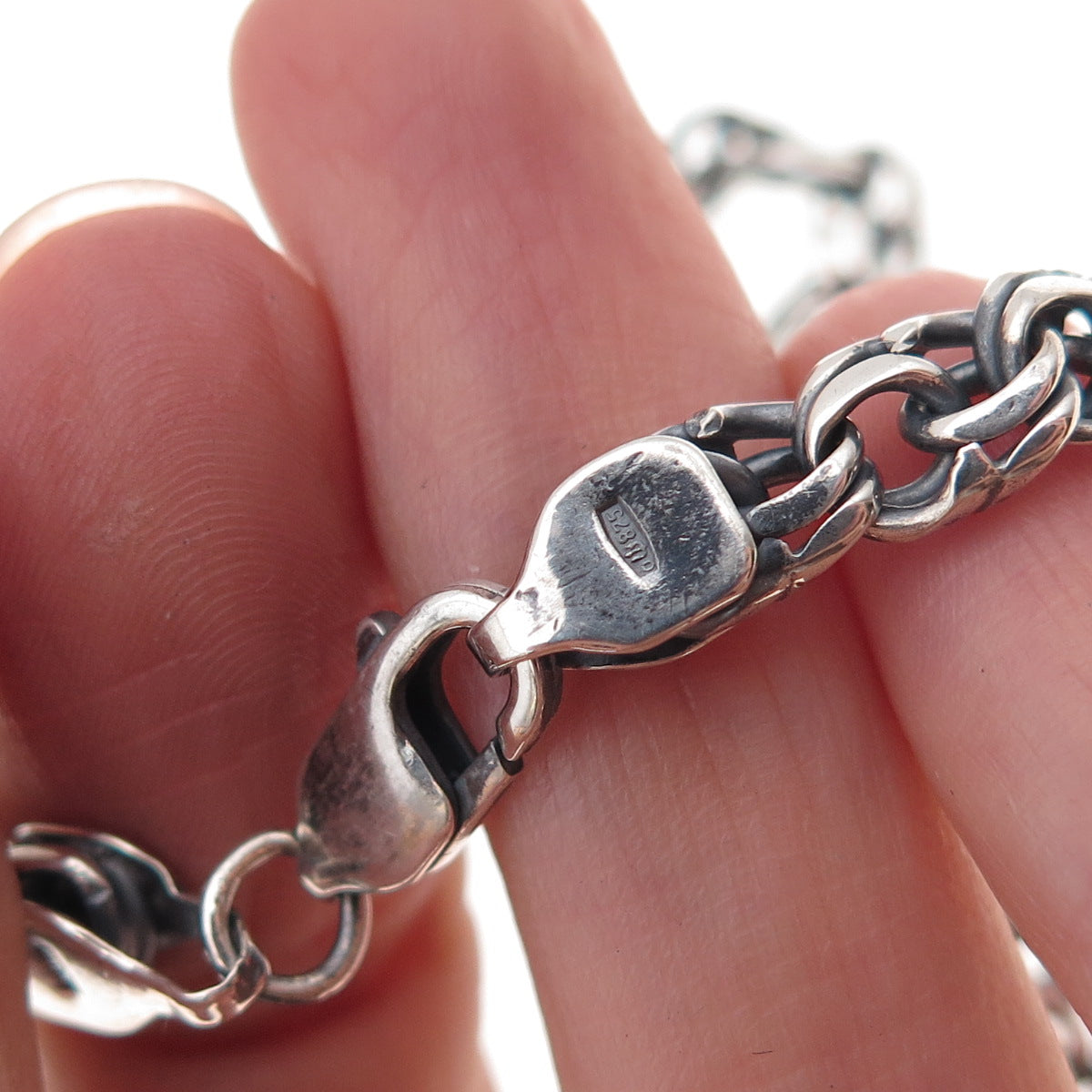 875 Silver Vintage Bismark Oxidized Chain Necklace 24"