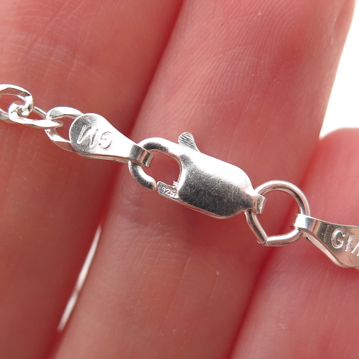 925 Sterling Silver Vintage Italy Figaro Chain Necklace 24"