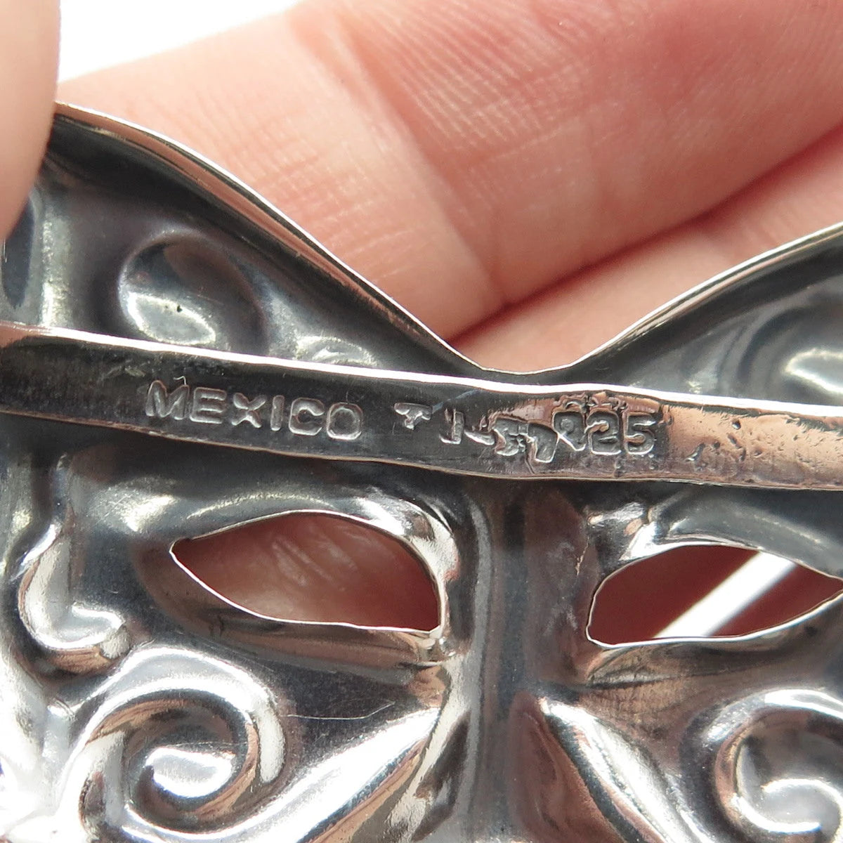 925 Sterling Silver Vintage Mexico Mask Pin Brooch