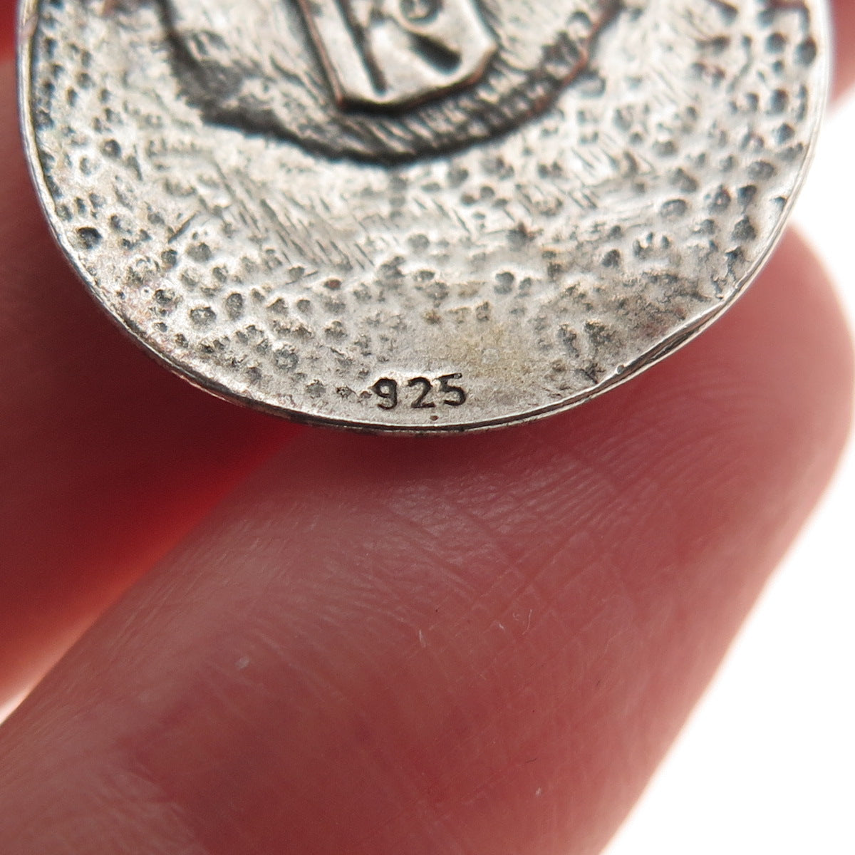 925 Sterling Silver Vintage Modernist Disc Oxidized Slide Charm Pendant