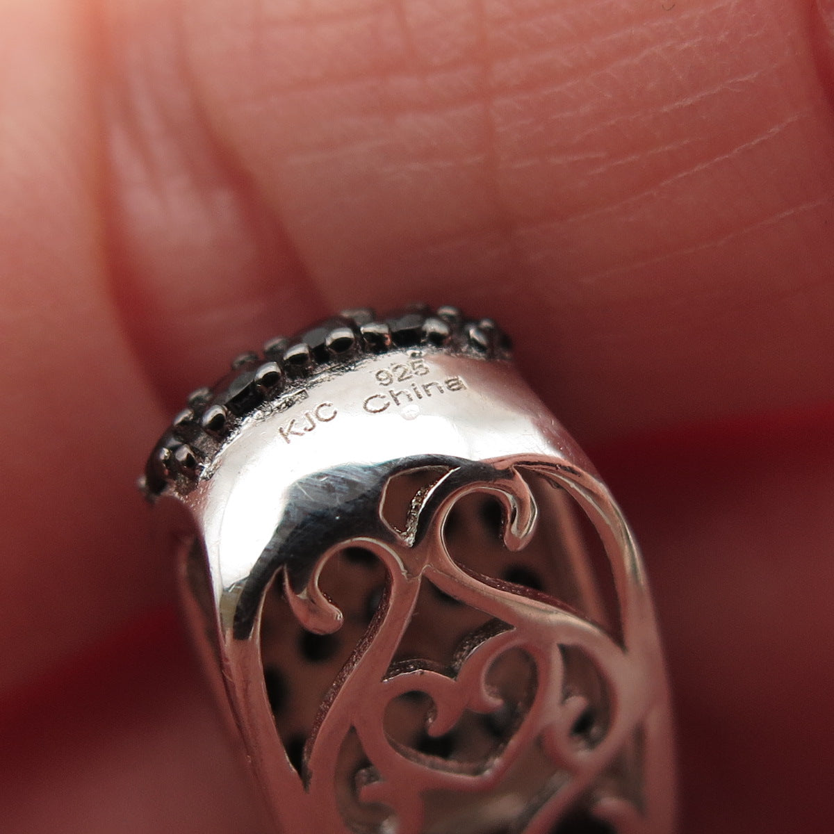 925 Sterling Silver Real Cushion & Round-Cut Black Spinel Slide Charm Pendant