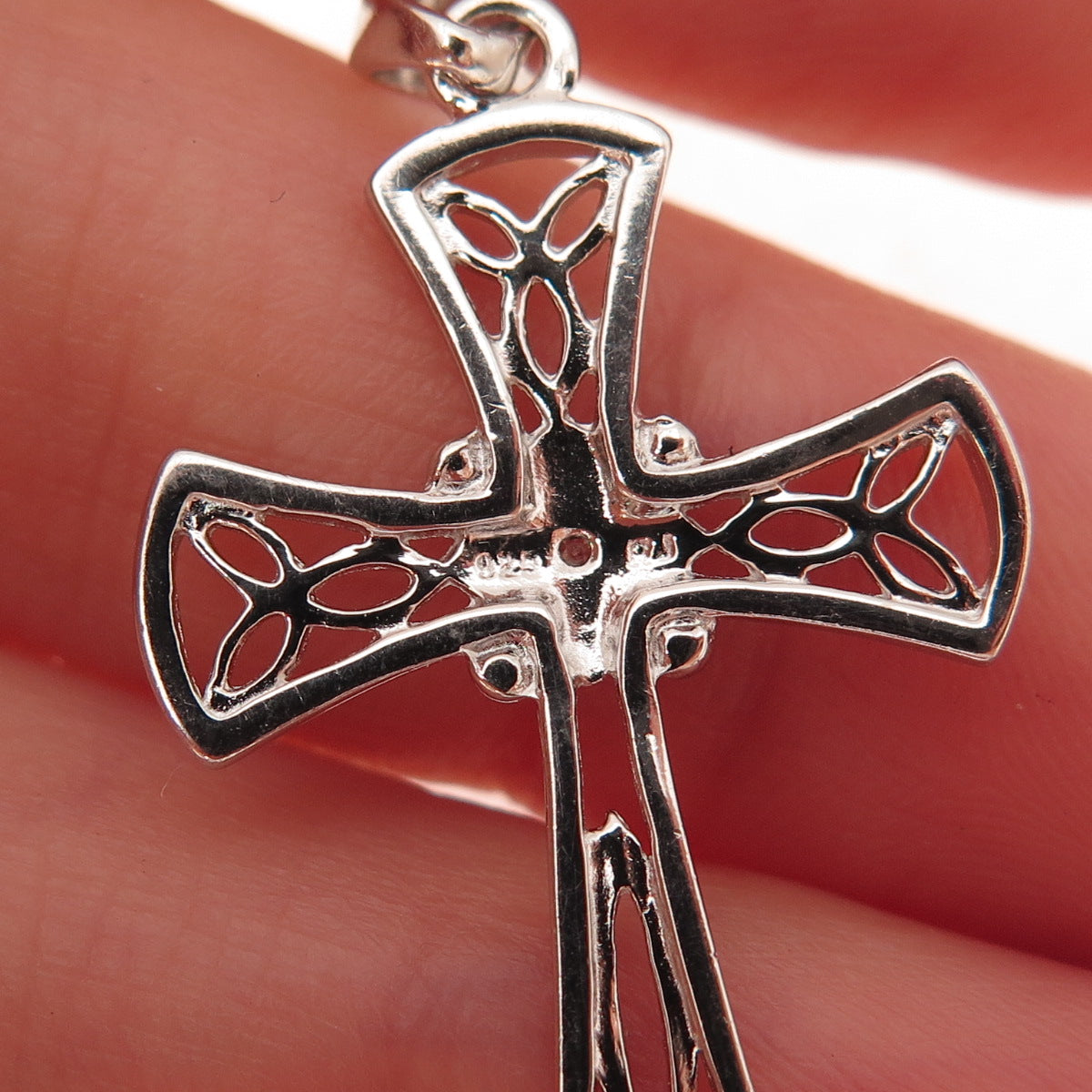 RJ Graziano 925 Sterling Silver Real Diamond Celtic Trinity Cross Charm Pendant