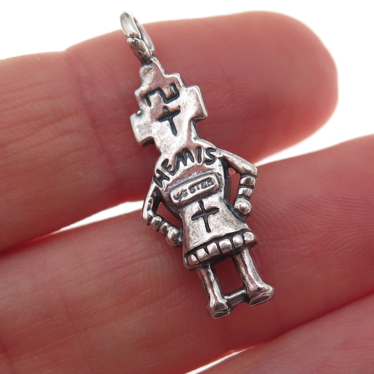 Carolyn Pollack Old Pawn Sterling Silver Vintage Malachite Hemis Kachina Pendant