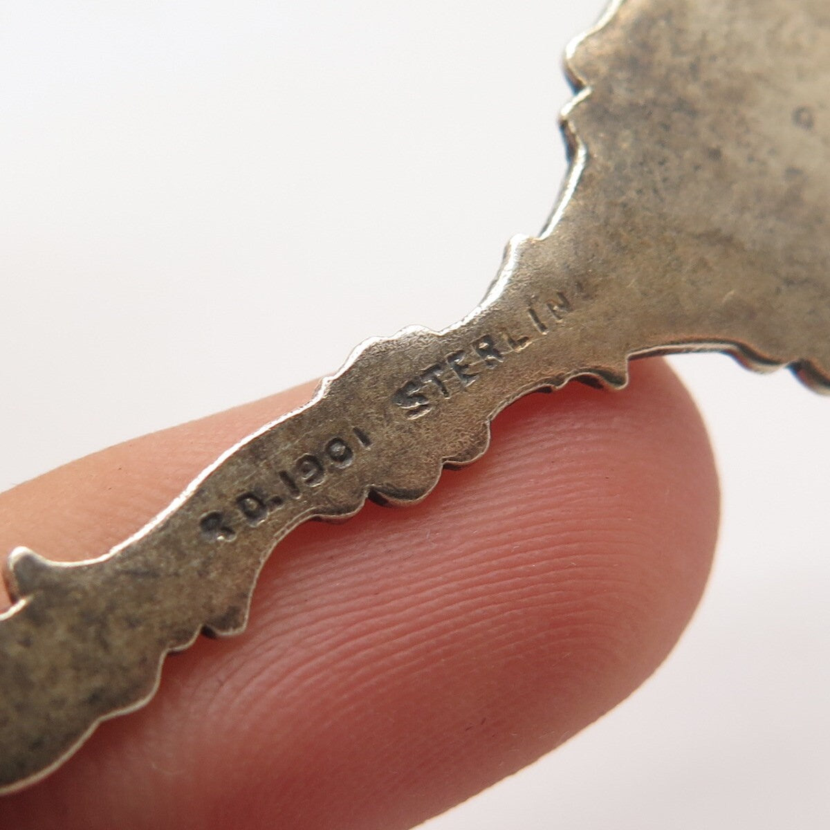 925 Sterling Silver Antique Enamel Canada Caleche Quebec Demitasse Spoon