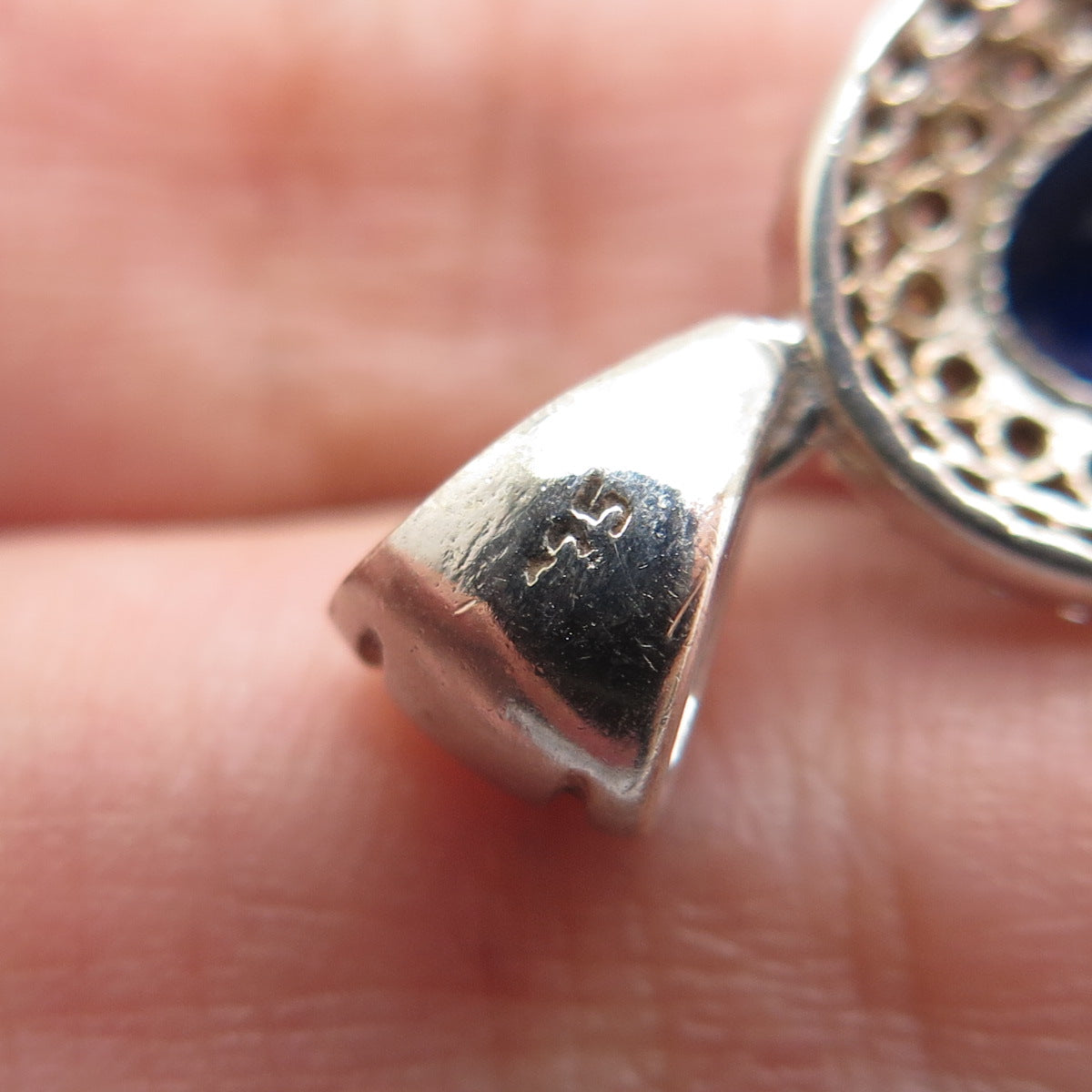 925 Sterling Silver Vintage Lab-Created Sapphire & C Z Minimalist Charm Pendant