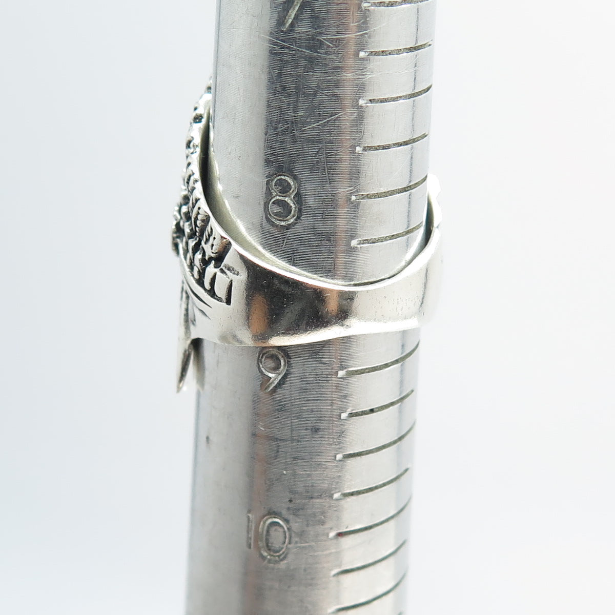 925 Sterling Silver Vintage Indian Chief Tribal Statement Ring Size 8.75