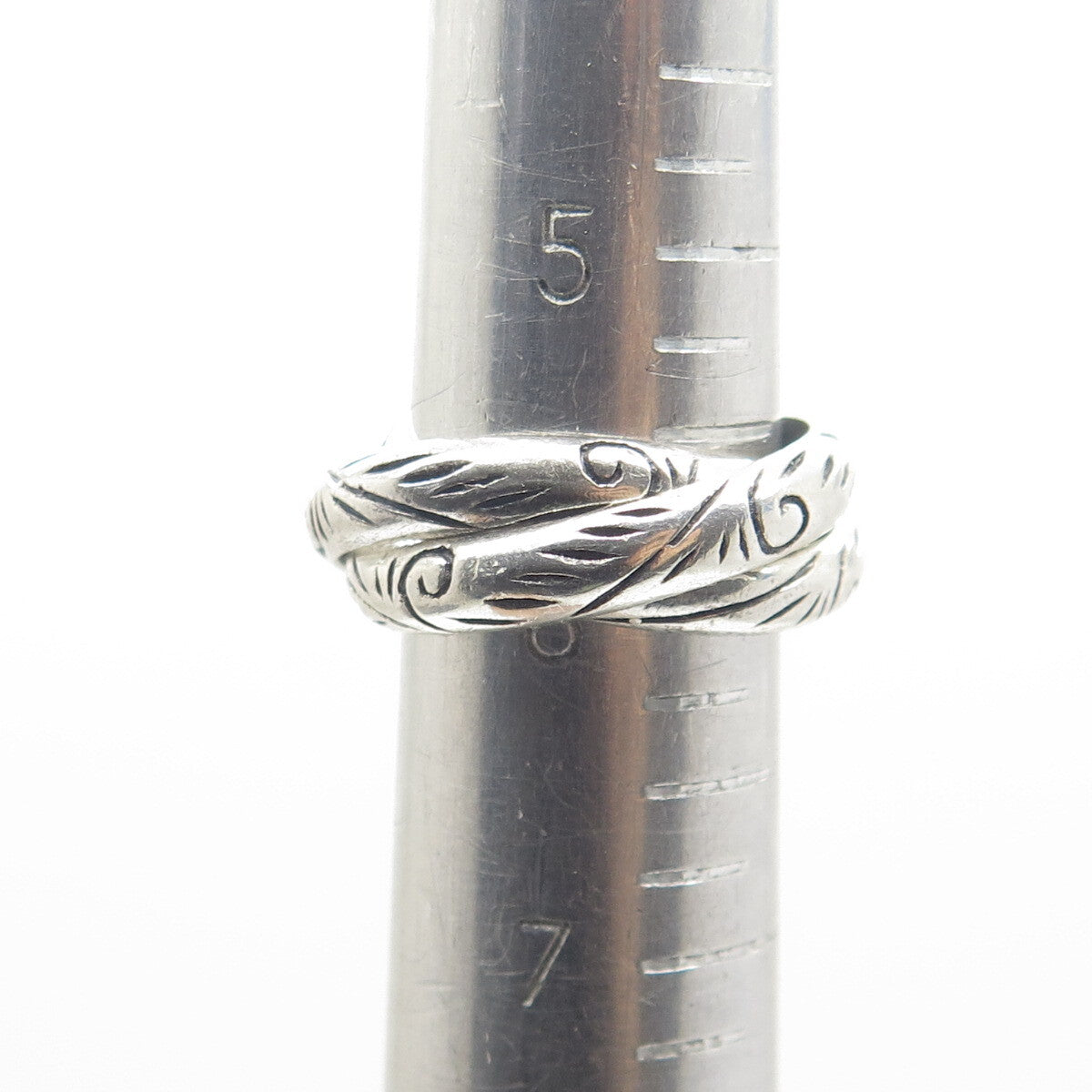 925 Sterling Silver Vintage Engraved Trinity Interlocked Band Ring Size 6
