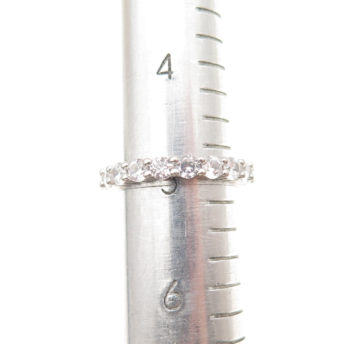 925 Sterling Silver Round-Cut C Z Eternity Band Ring Size 5