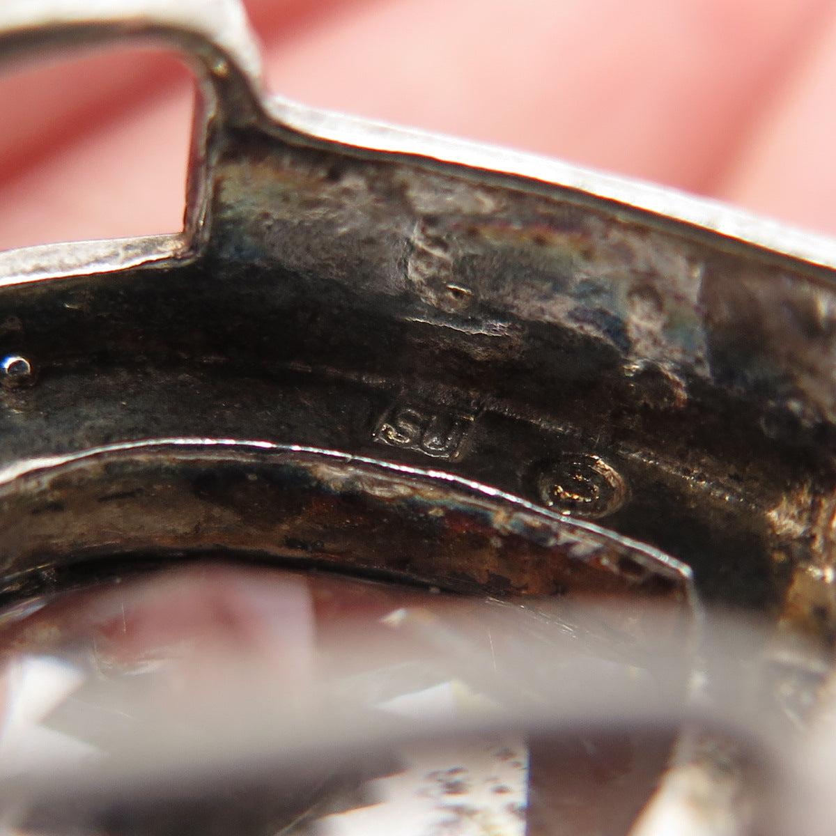 925 Sterling Silver Vintage Heart-Cut C Z Oxidized Slide Charm Pendant